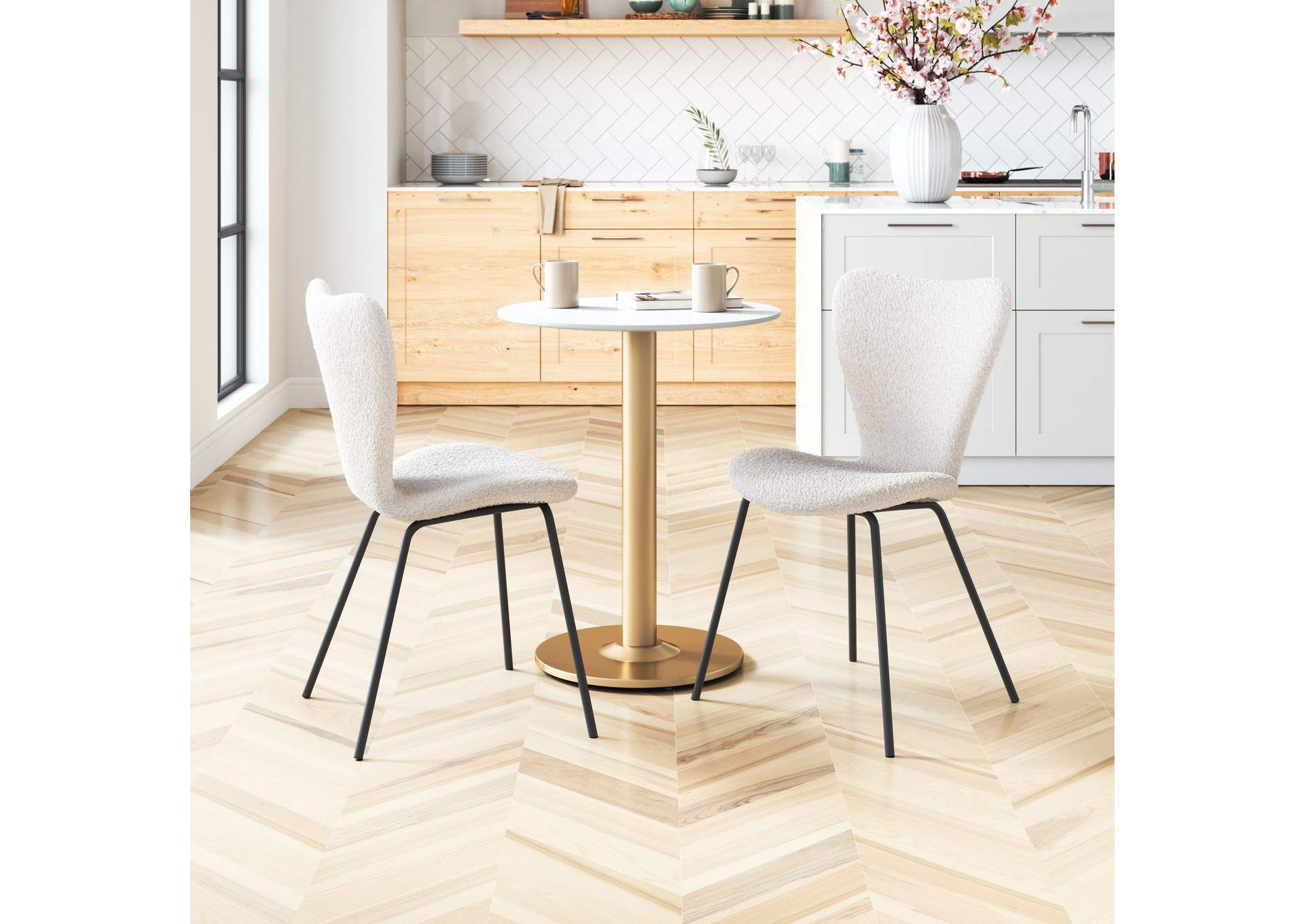 Thibideaux Dining Chair (Set Of 2) Ivory,Zuo