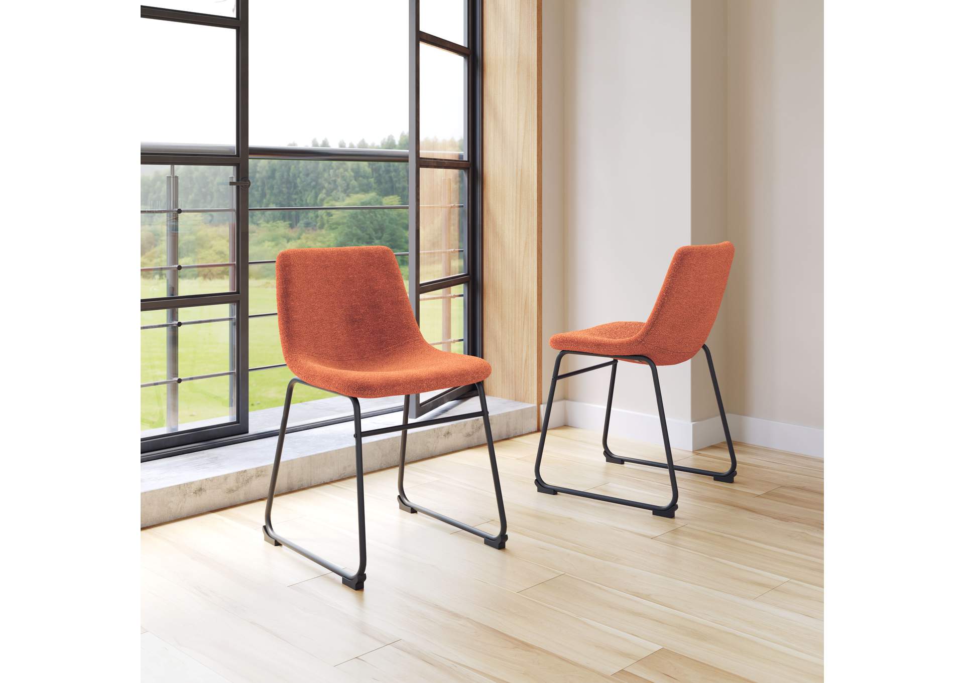 Smart Dining Chair (Set Of 2) Burnt Orange,Zuo
