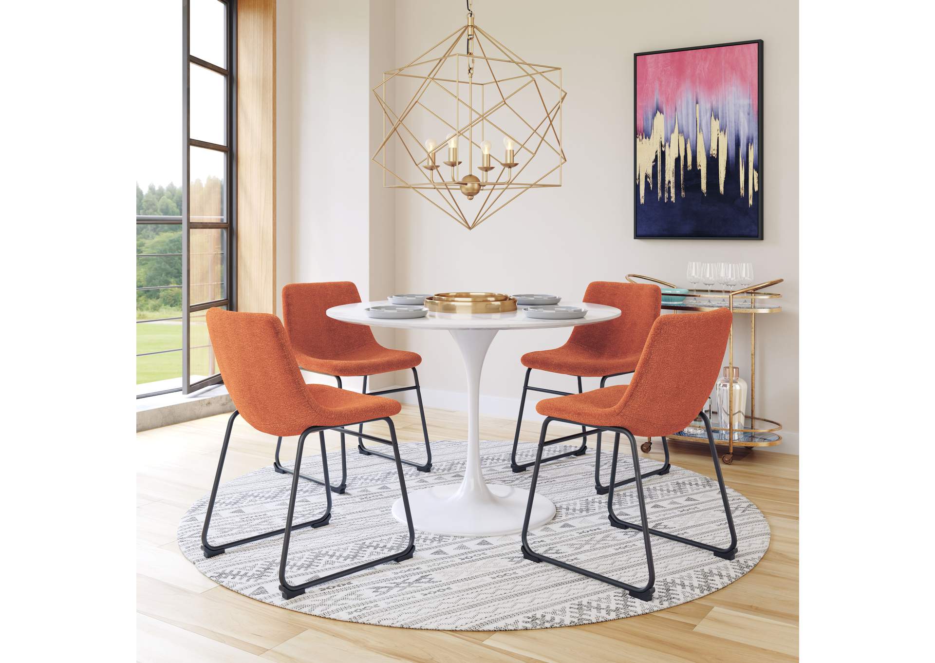 Smart Dining Chair (Set Of 2) Burnt Orange,Zuo