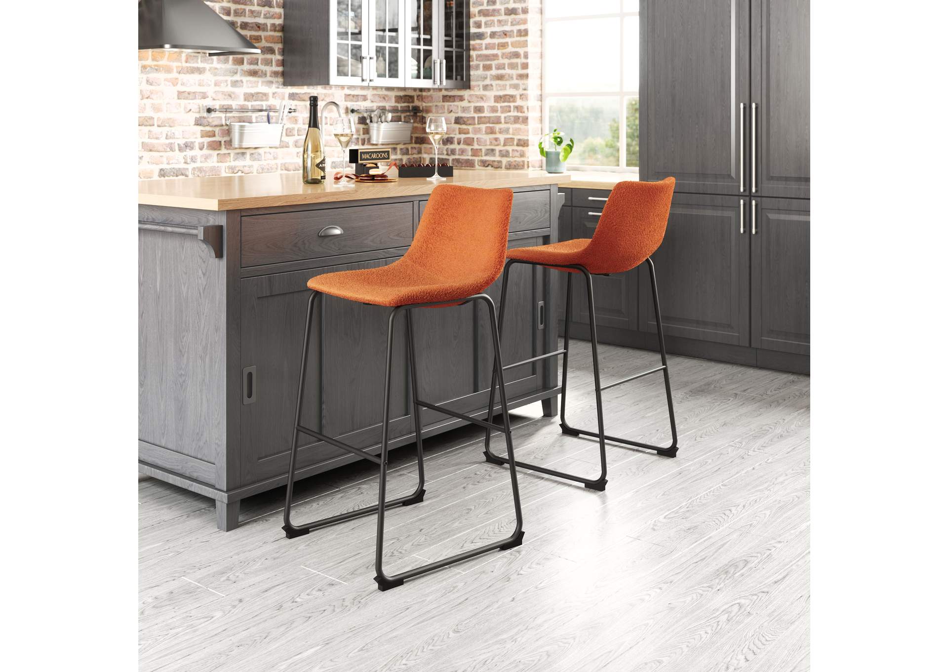 Smart Barstool (Set Of 2) Burnt Orange,Zuo