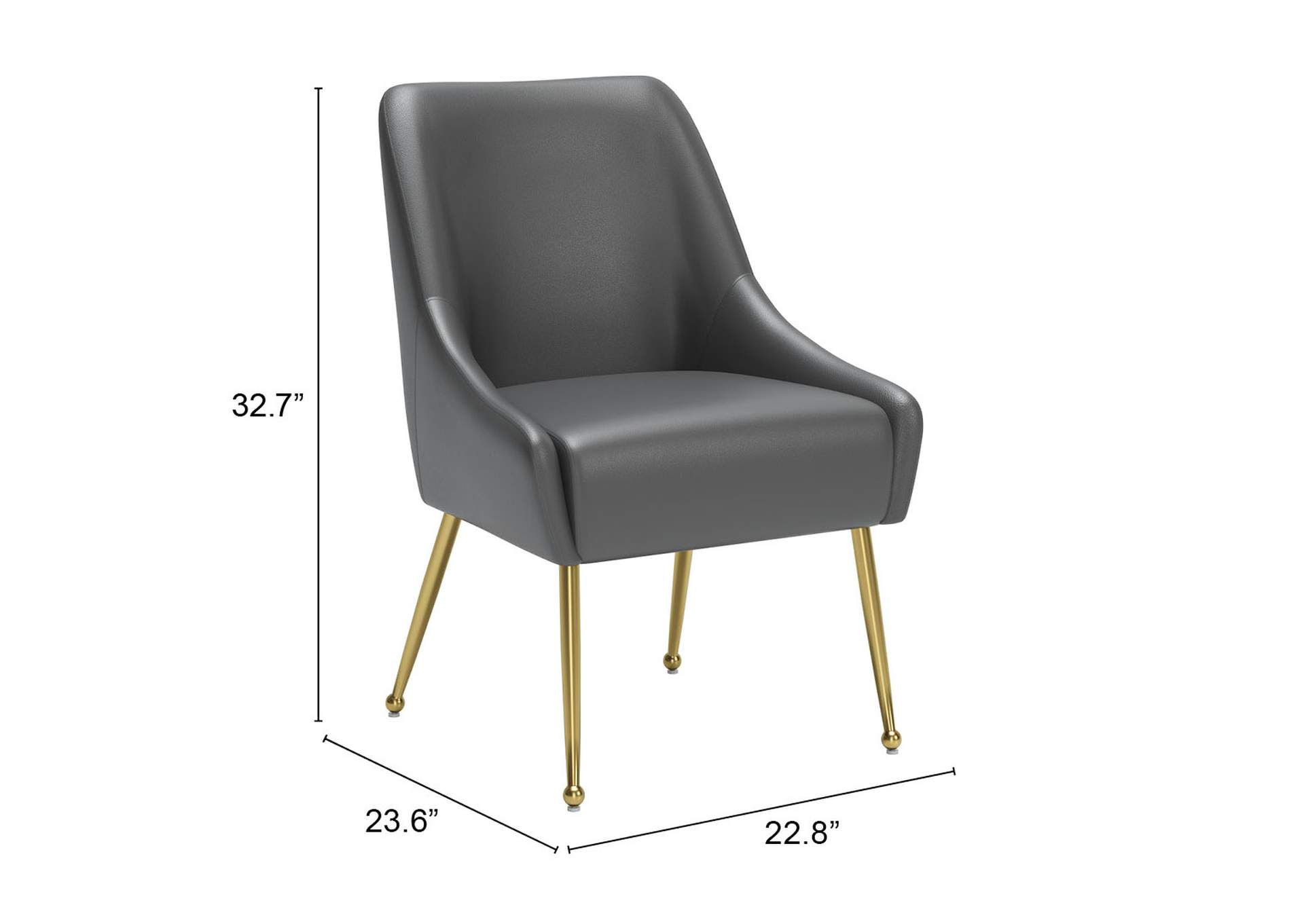 Maxine Dining Chair Gray & Gold,Zuo