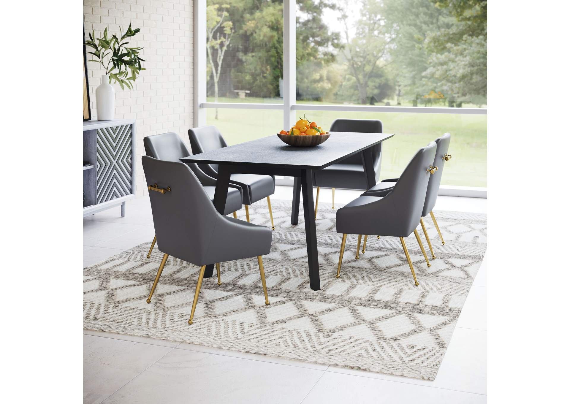 Maxine Dining Chair Gray & Gold,Zuo