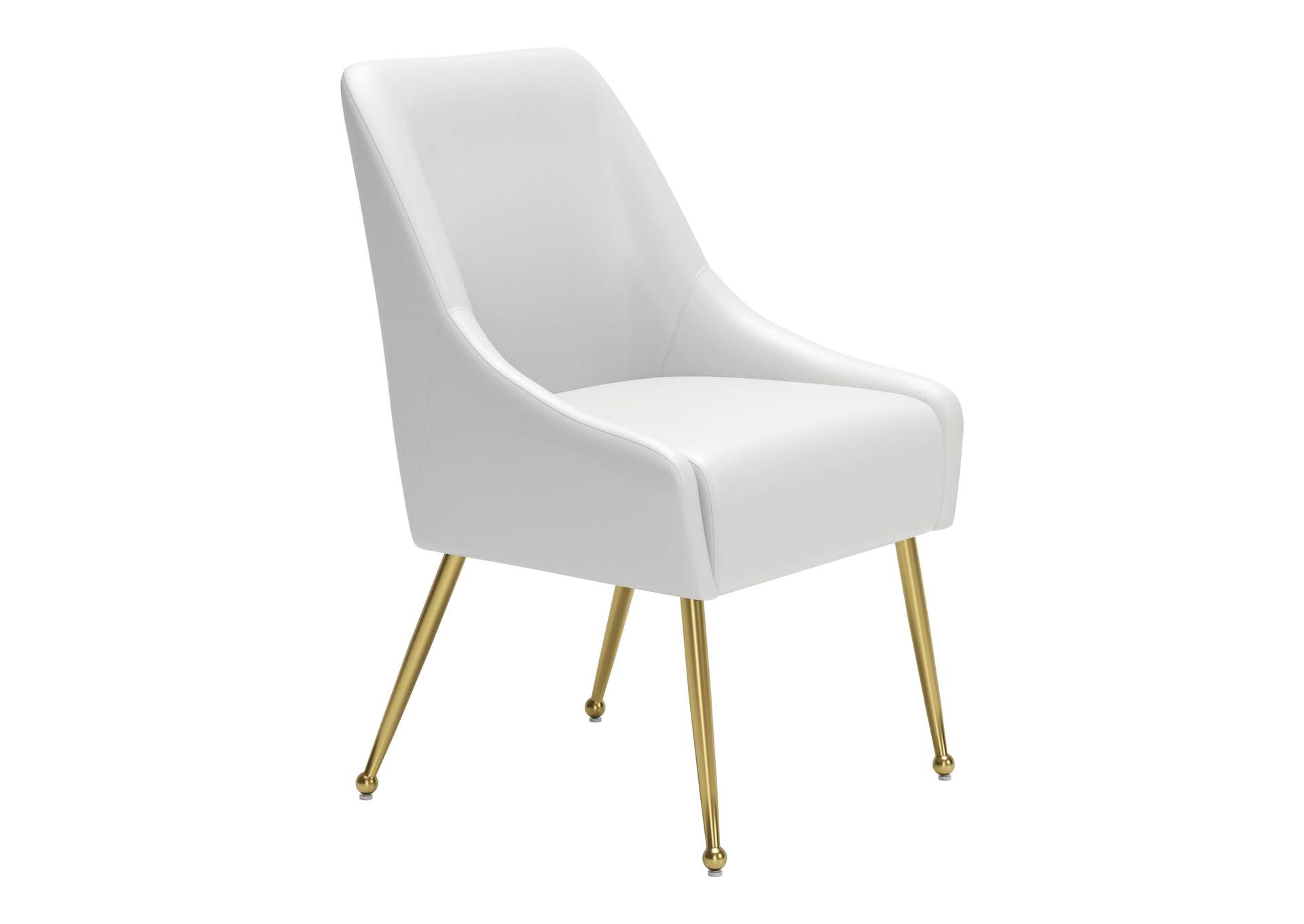 Maxine Dining Chair White & Gold,Zuo