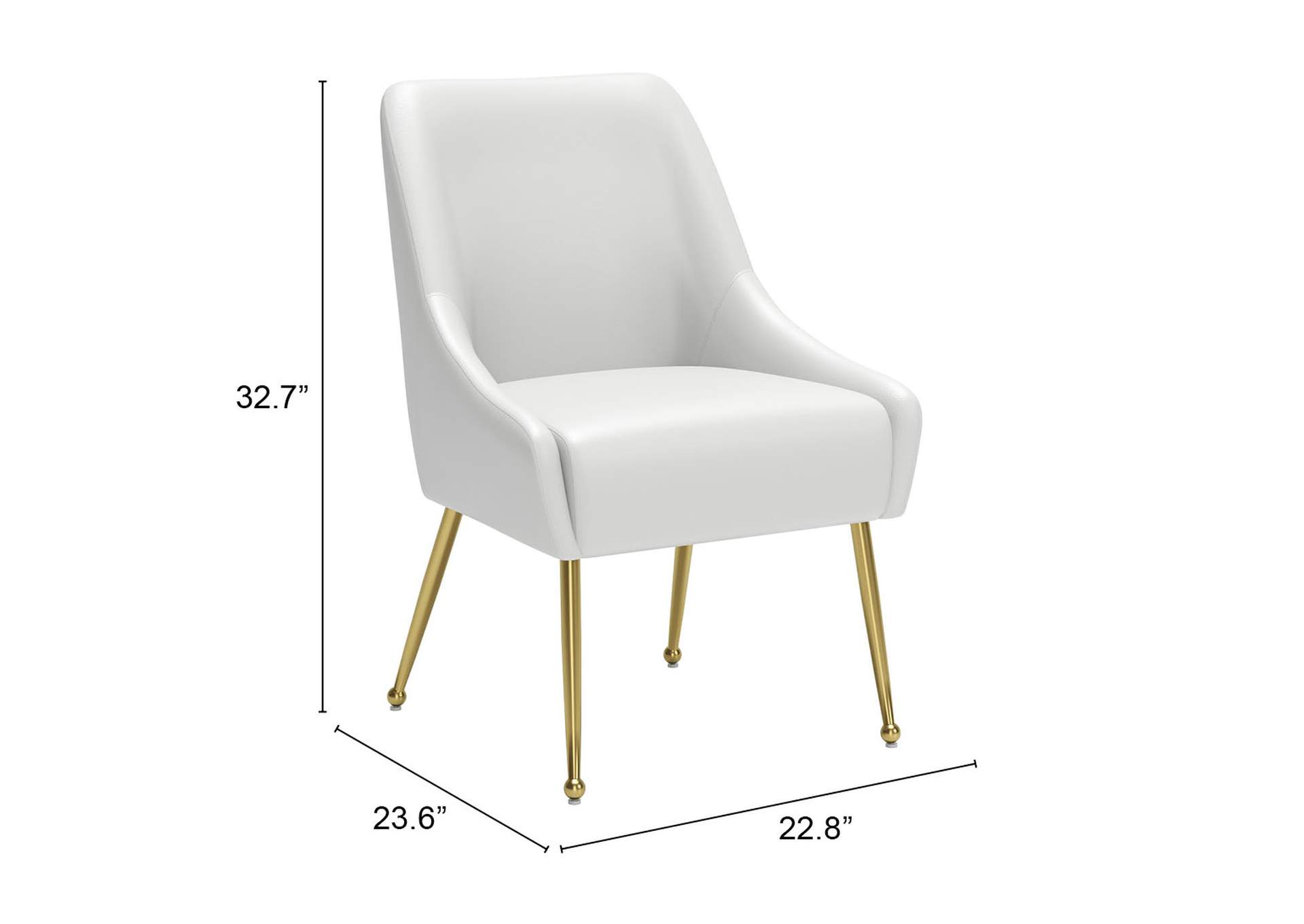 Maxine Dining Chair White & Gold,Zuo