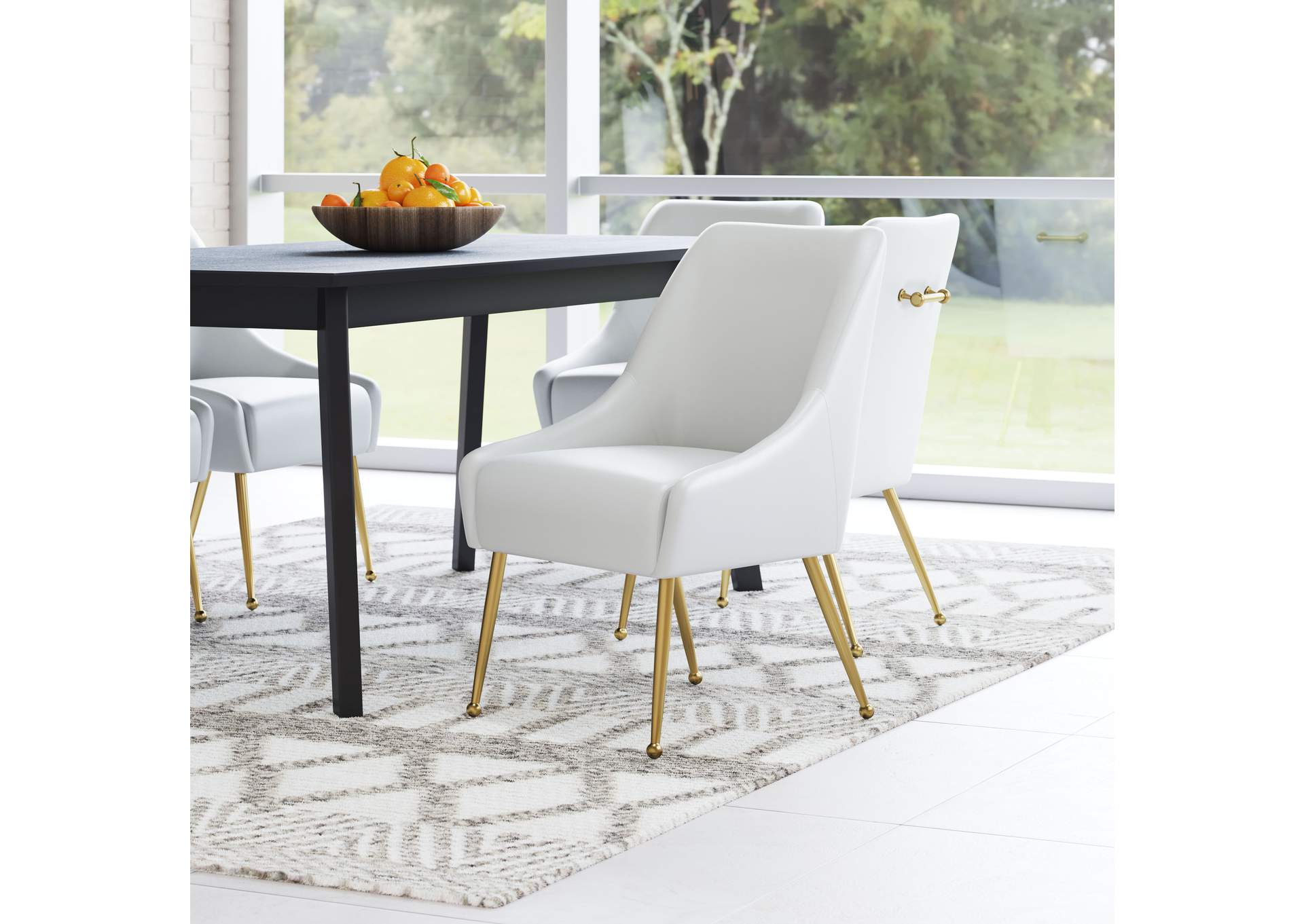 Maxine Dining Chair White & Gold,Zuo