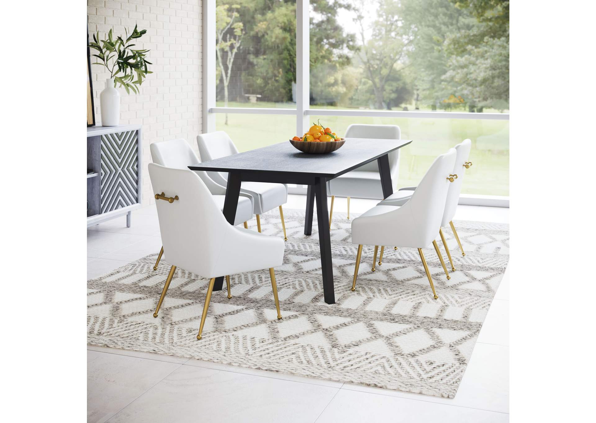 Maxine Dining Chair White & Gold,Zuo