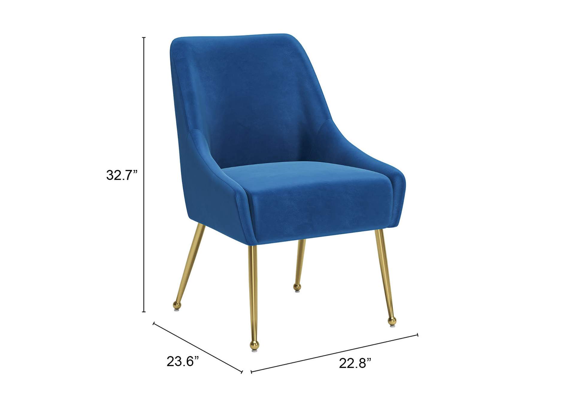 Maxine Dining Chair Navy Blue & Gold,Zuo