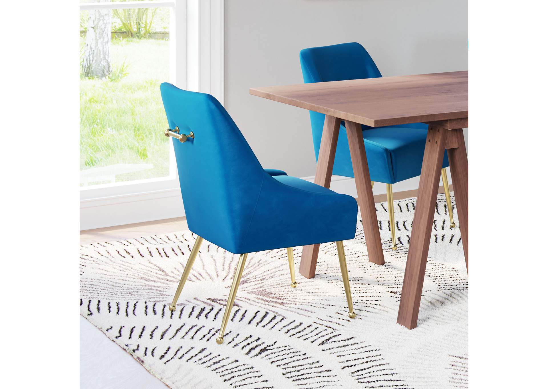 Maxine Dining Chair Navy Blue & Gold,Zuo