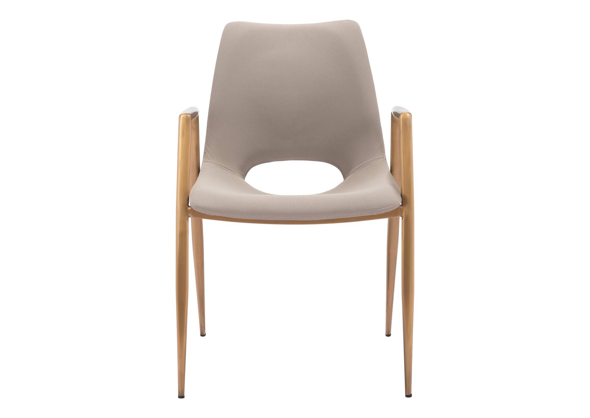 Desi Dining Chair (Set Of 2) Beige & Gold,Zuo