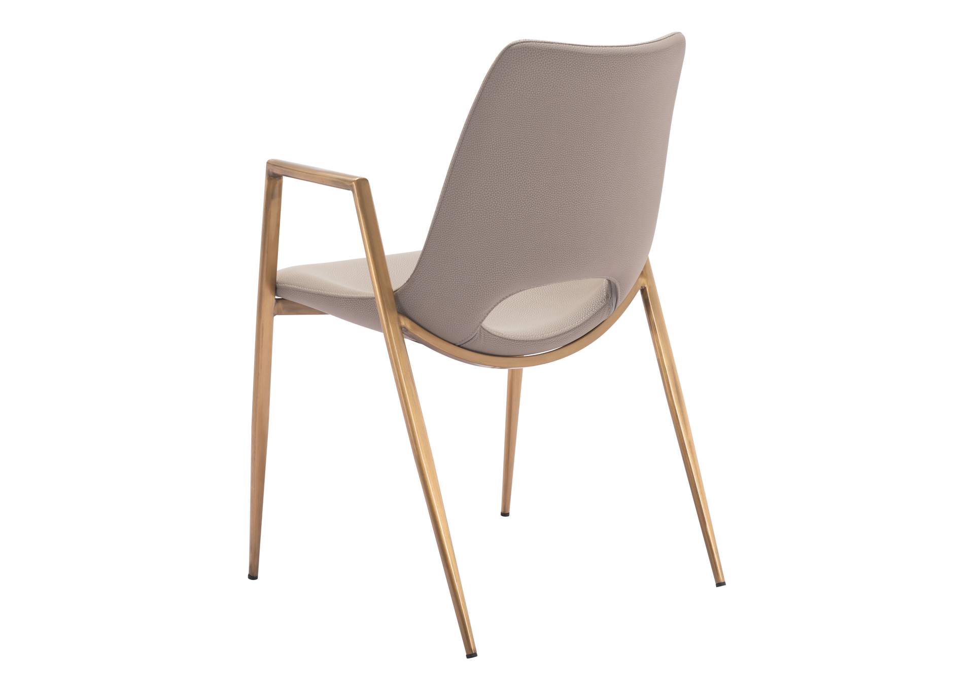 Desi Dining Chair (Set Of 2) Beige & Gold,Zuo