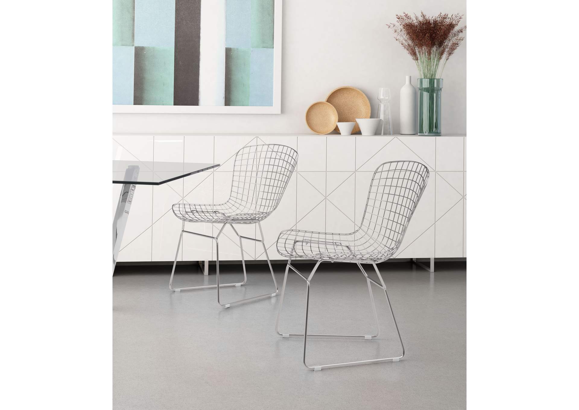 Wire Dining Chair (Set Of 2) Chrome,Zuo