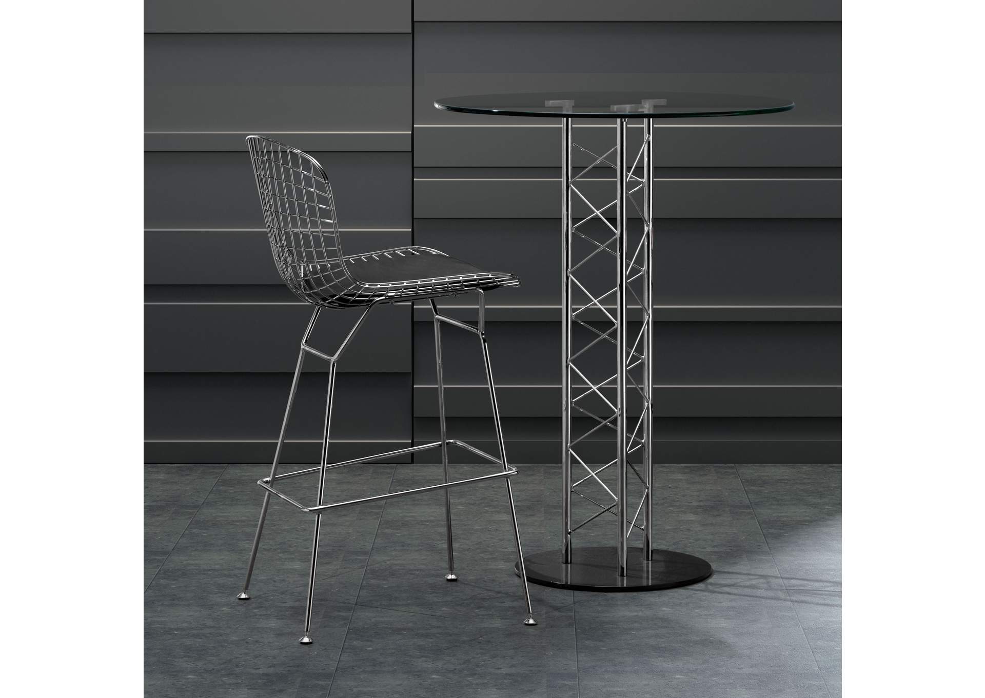 Wire Barstool (Set Of 2) Chrome,Zuo