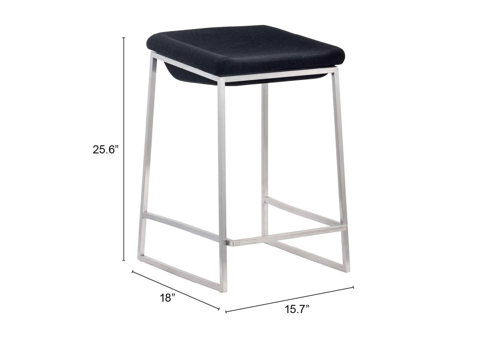 Lids Counter Stool (Set Of 2) Dark Gray,Zuo