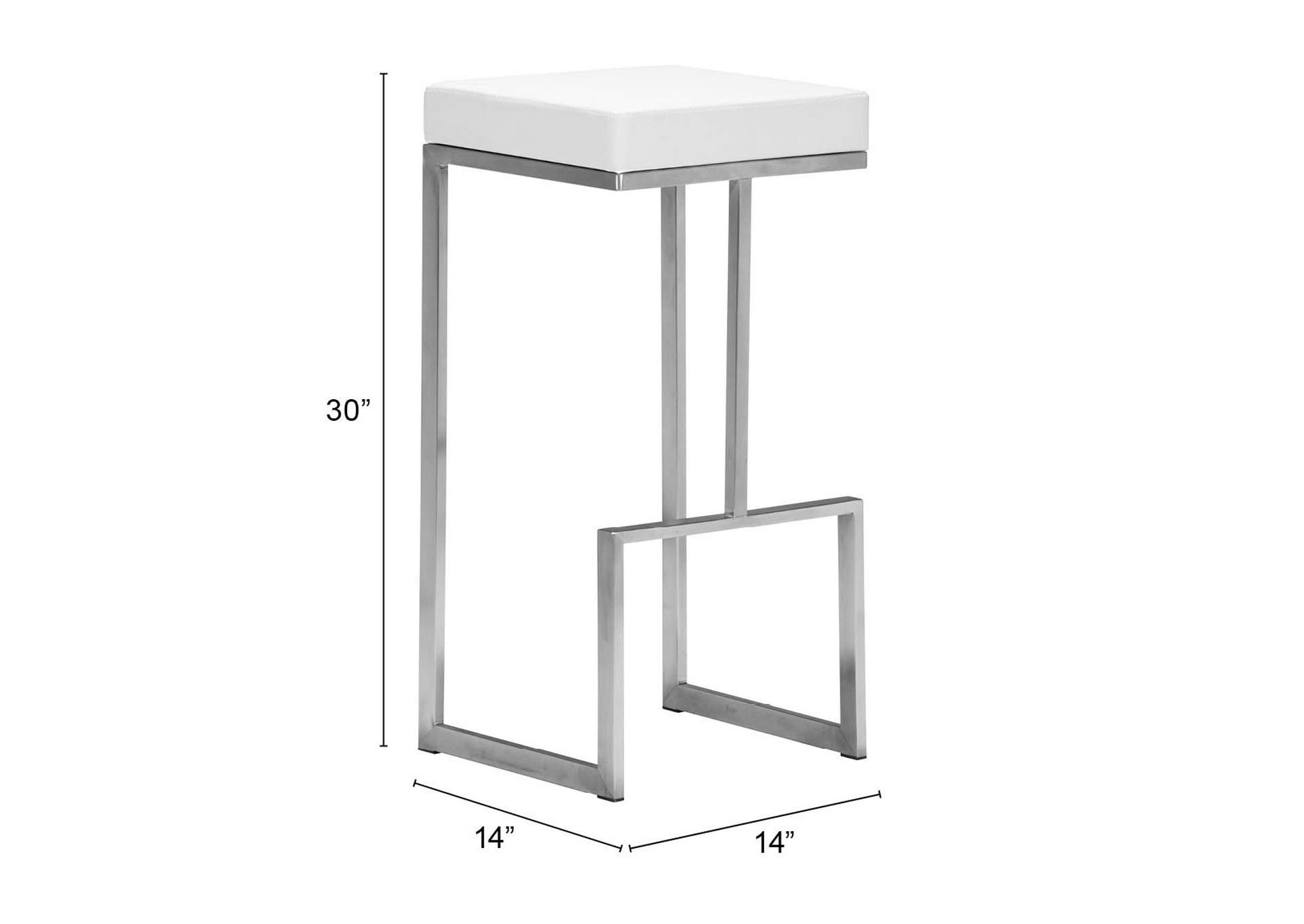 Darwen Barstool (Set Of 2) White,Zuo