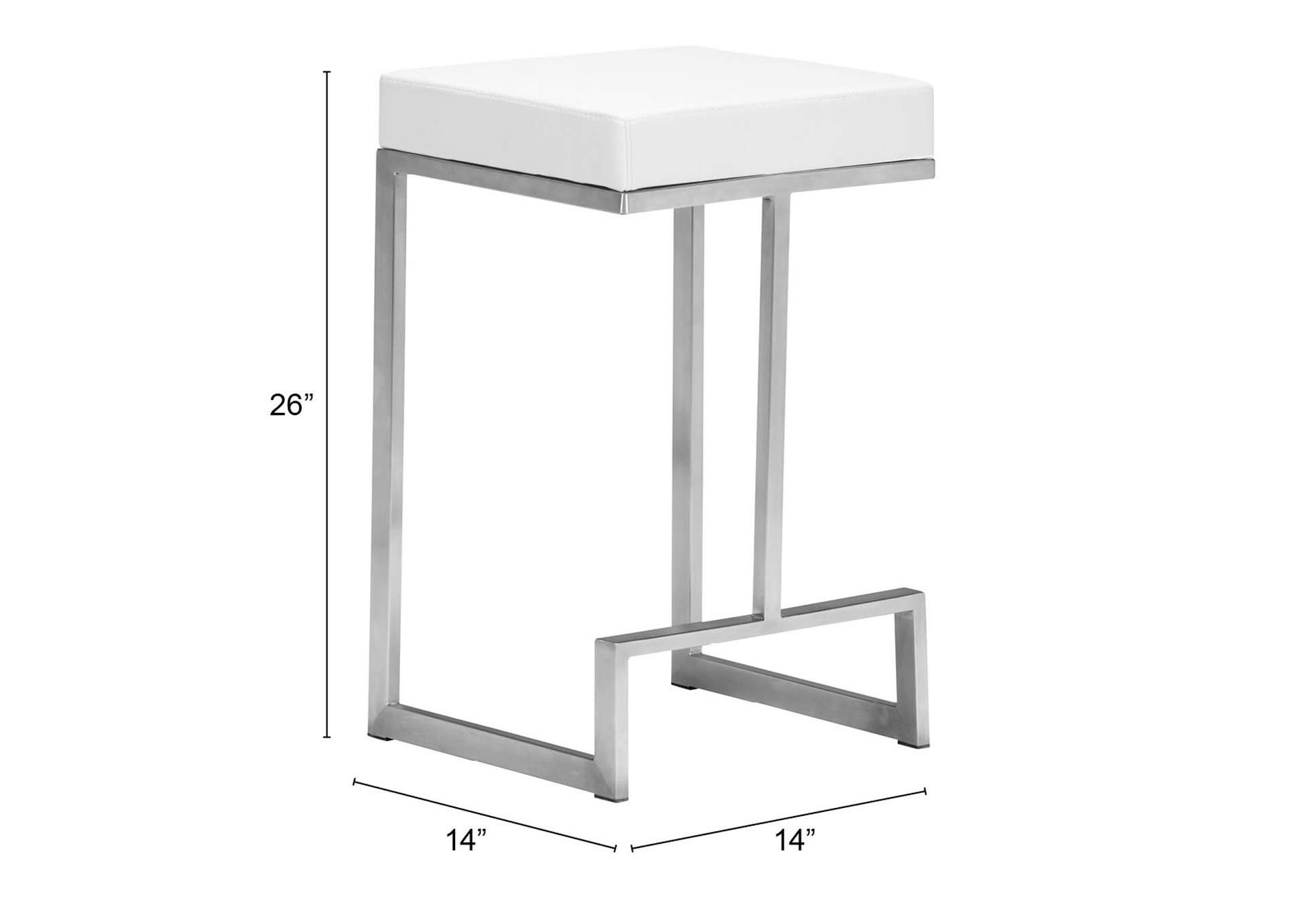 Darwen Counter Stool (Set Of 2) White,Zuo