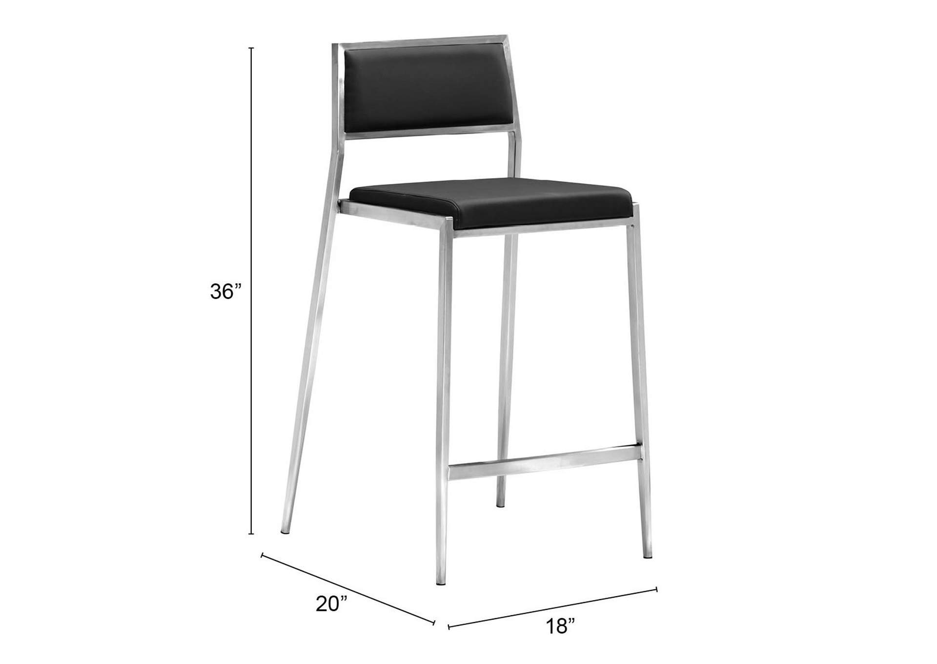 Dolemite Counter Stool (Set Of 2) Black,Zuo