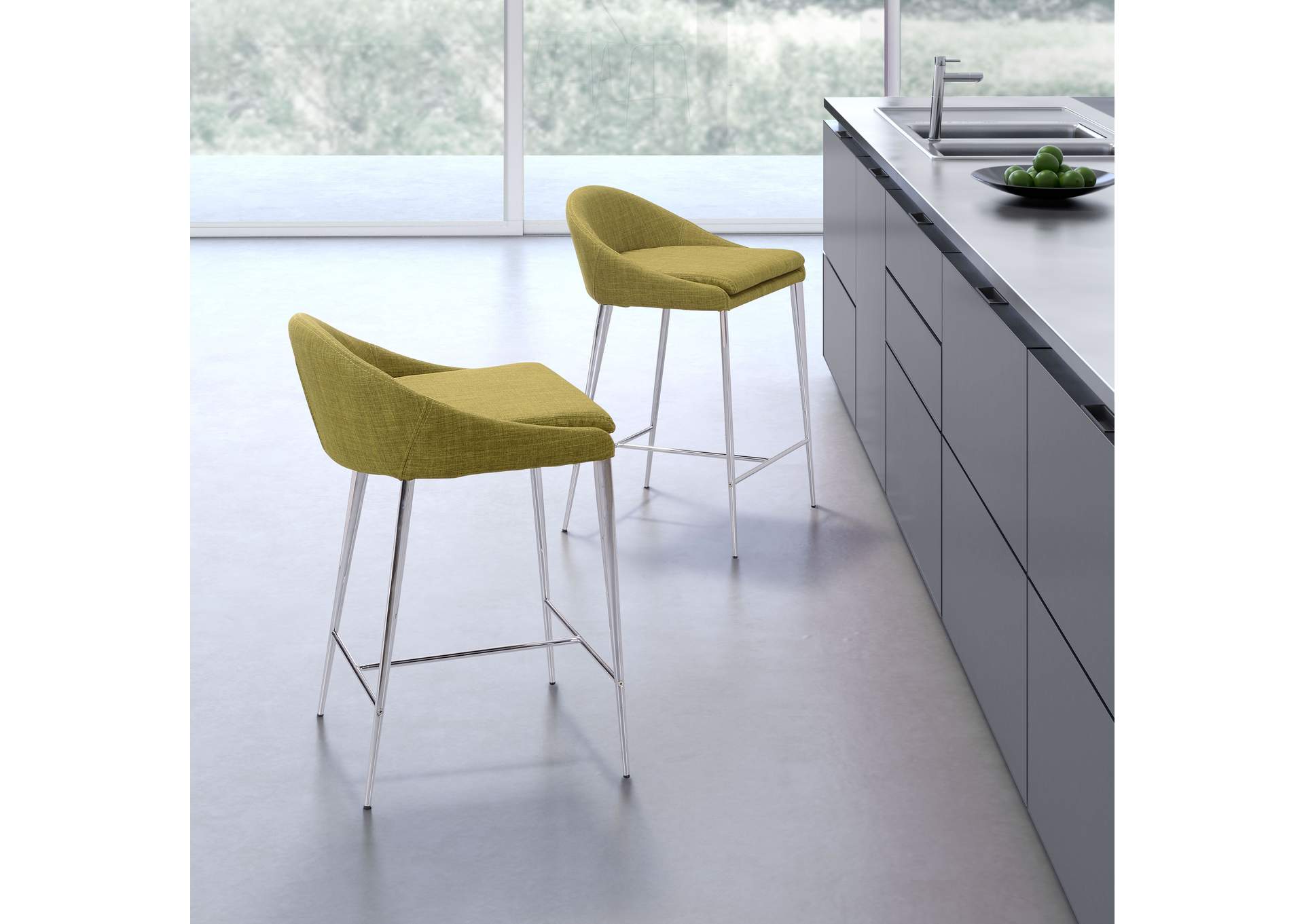 Reykjavik Counter Stool (Set Of 2) Pea Green,Zuo