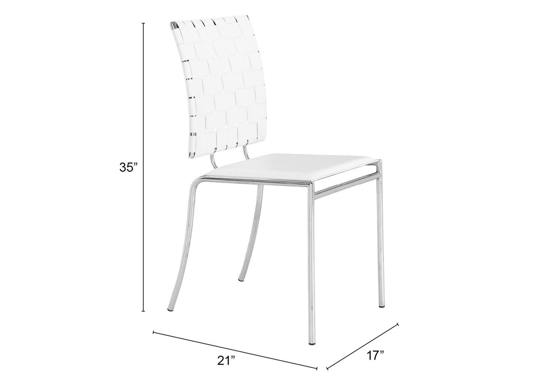 Criss Cross Dining Chair (Set Of 4) White,Zuo
