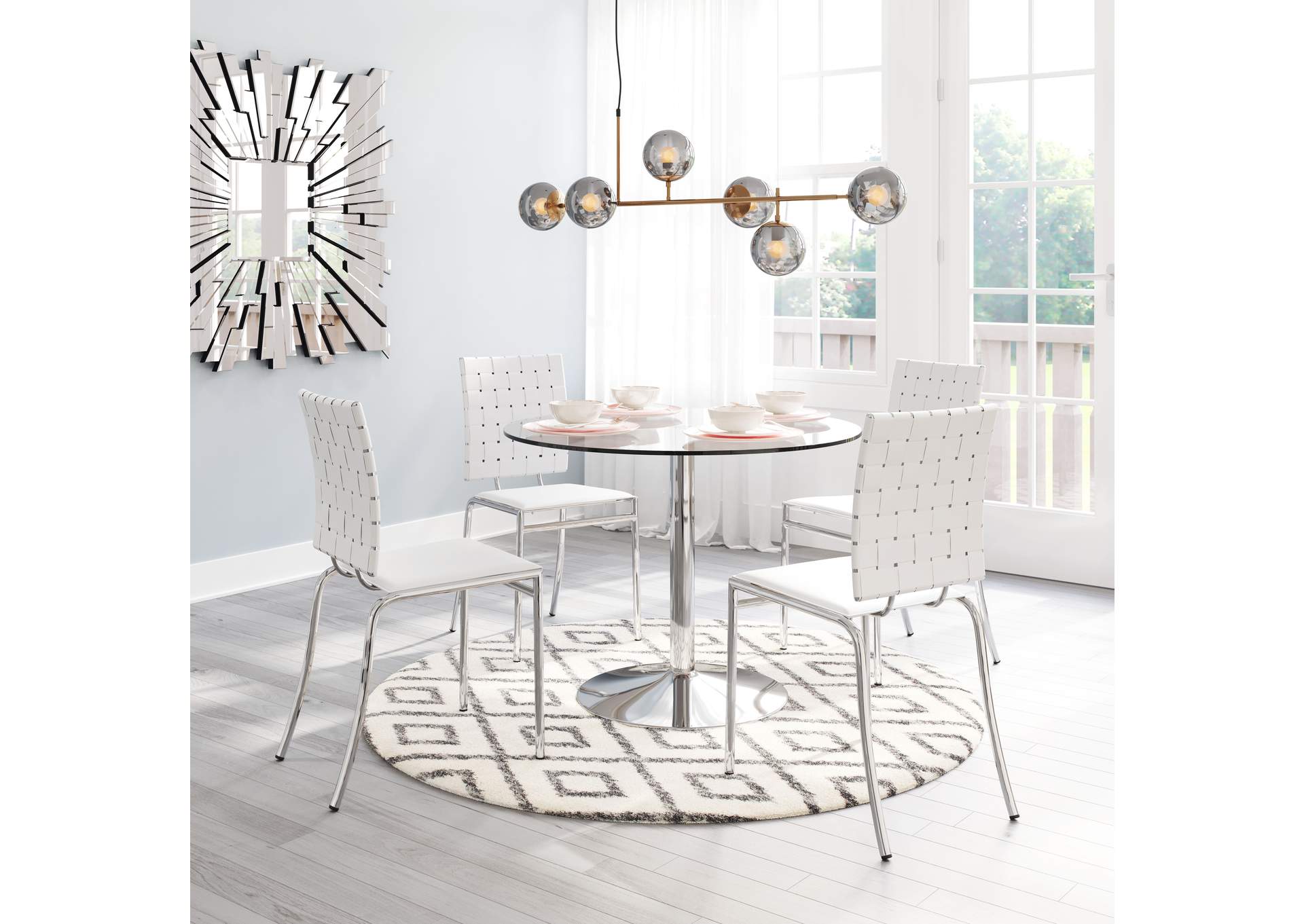 Criss Cross Dining Chair (Set Of 4) White,Zuo