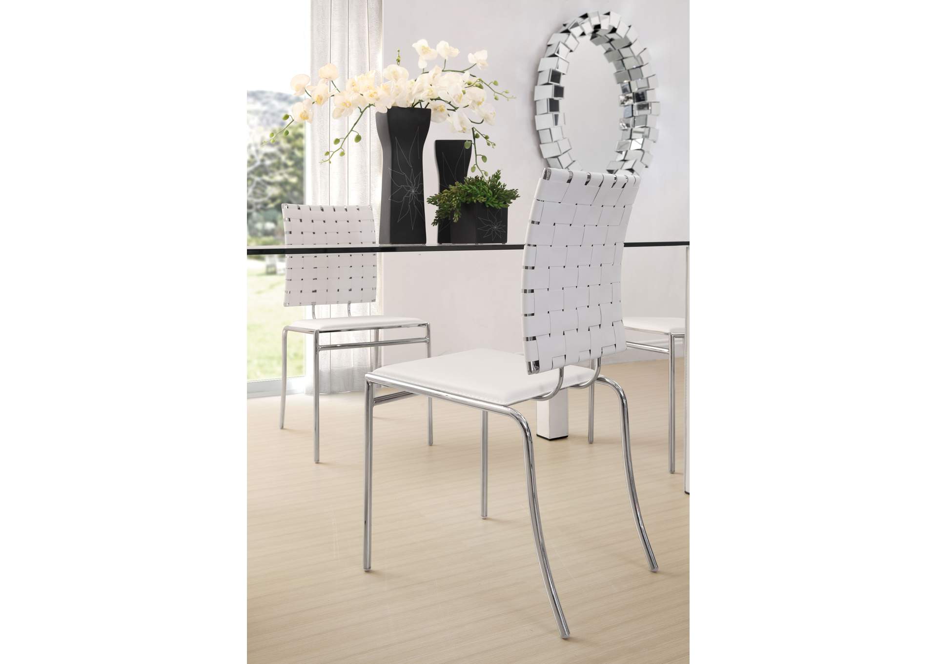Criss Cross Dining Chair (Set Of 4) White,Zuo