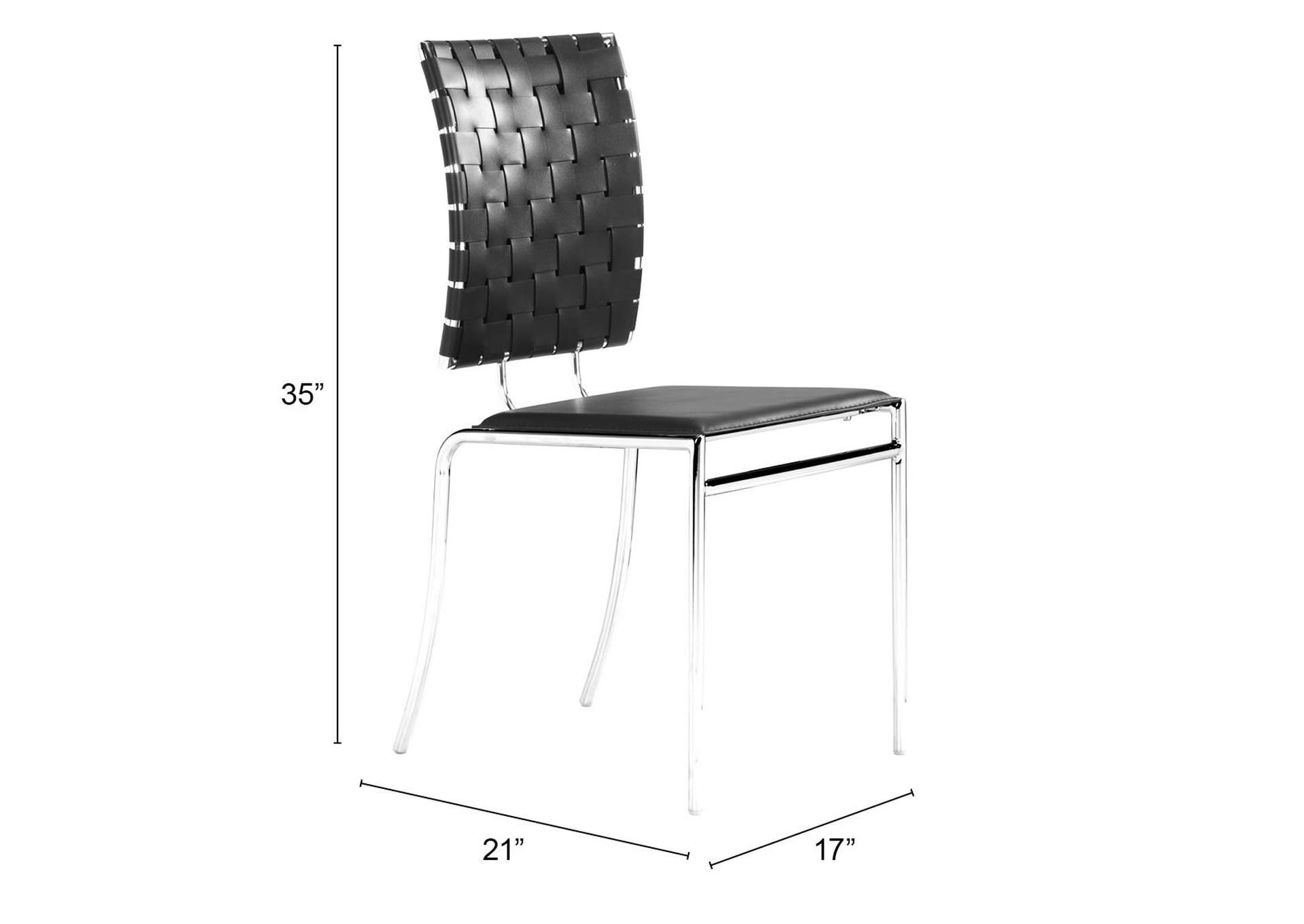 Criss Cross Dining Chair (Set Of 4) Black,Zuo