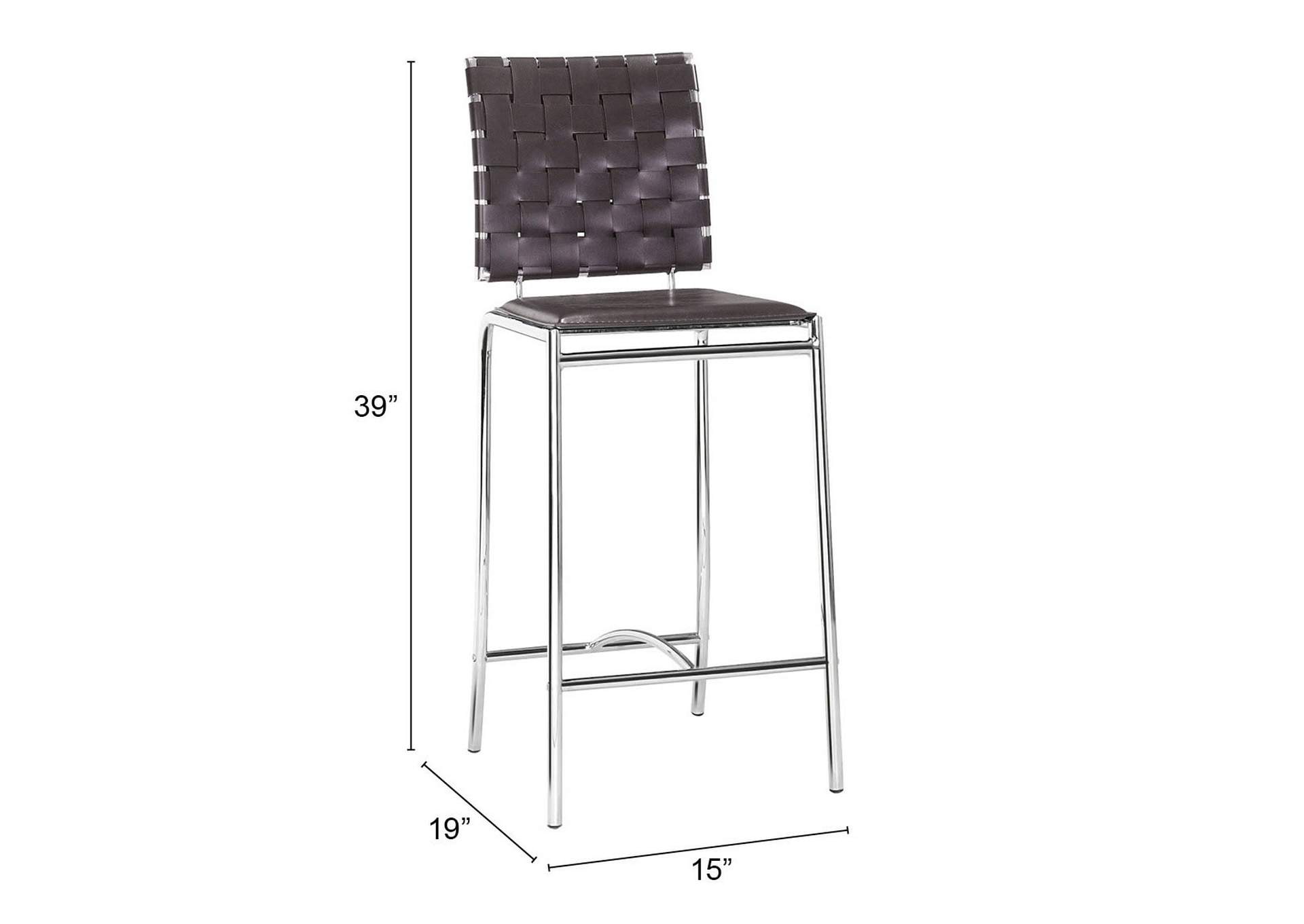 Criss Cross Counter Stool (Set Of 2) Espresso,Zuo