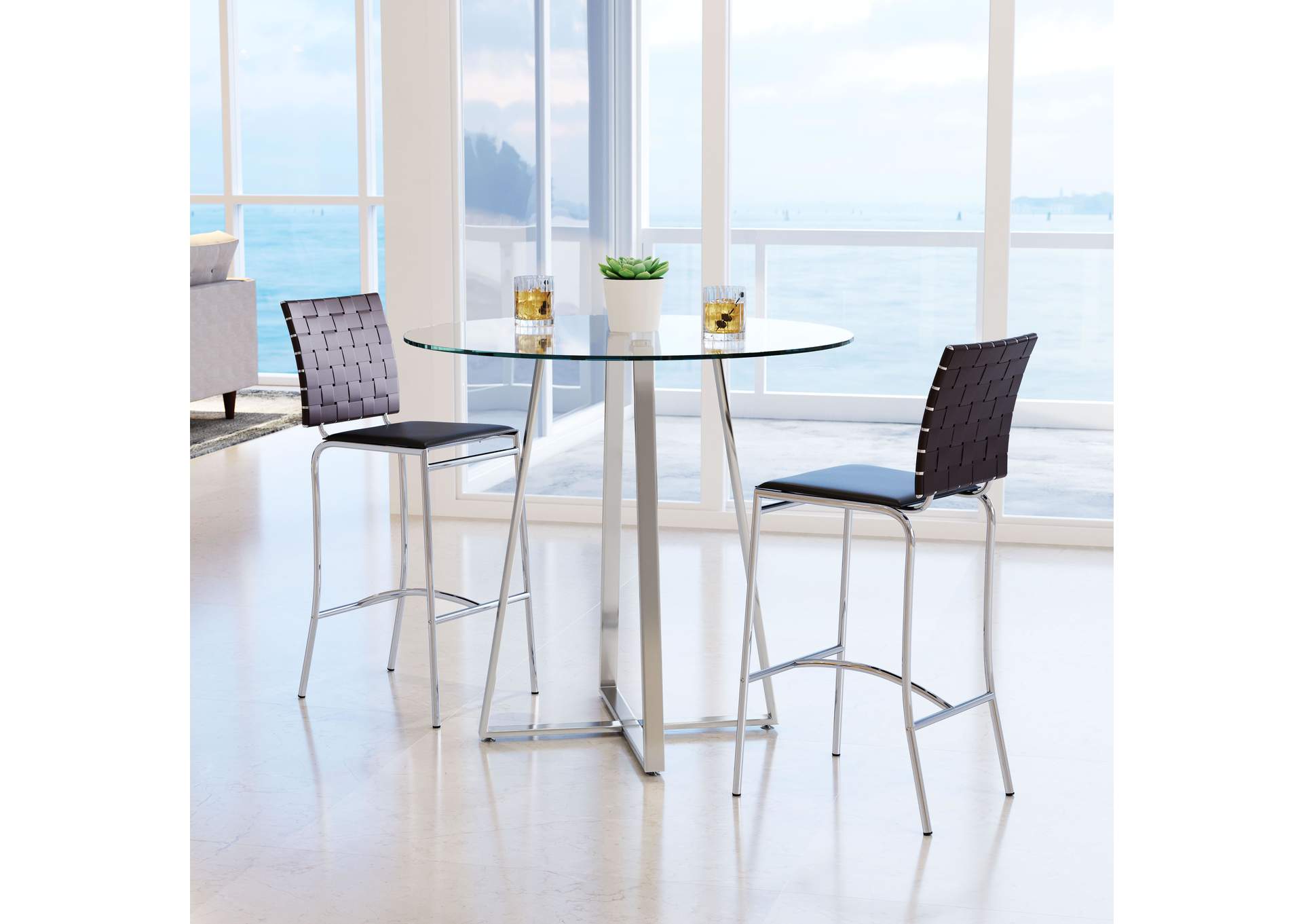 Criss Cross Counter Stool (Set Of 2) Espresso,Zuo