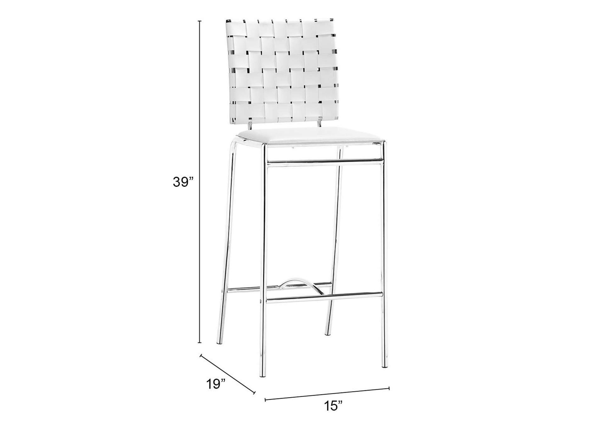 Criss Cross Counter Stool (Set Of 2) White,Zuo