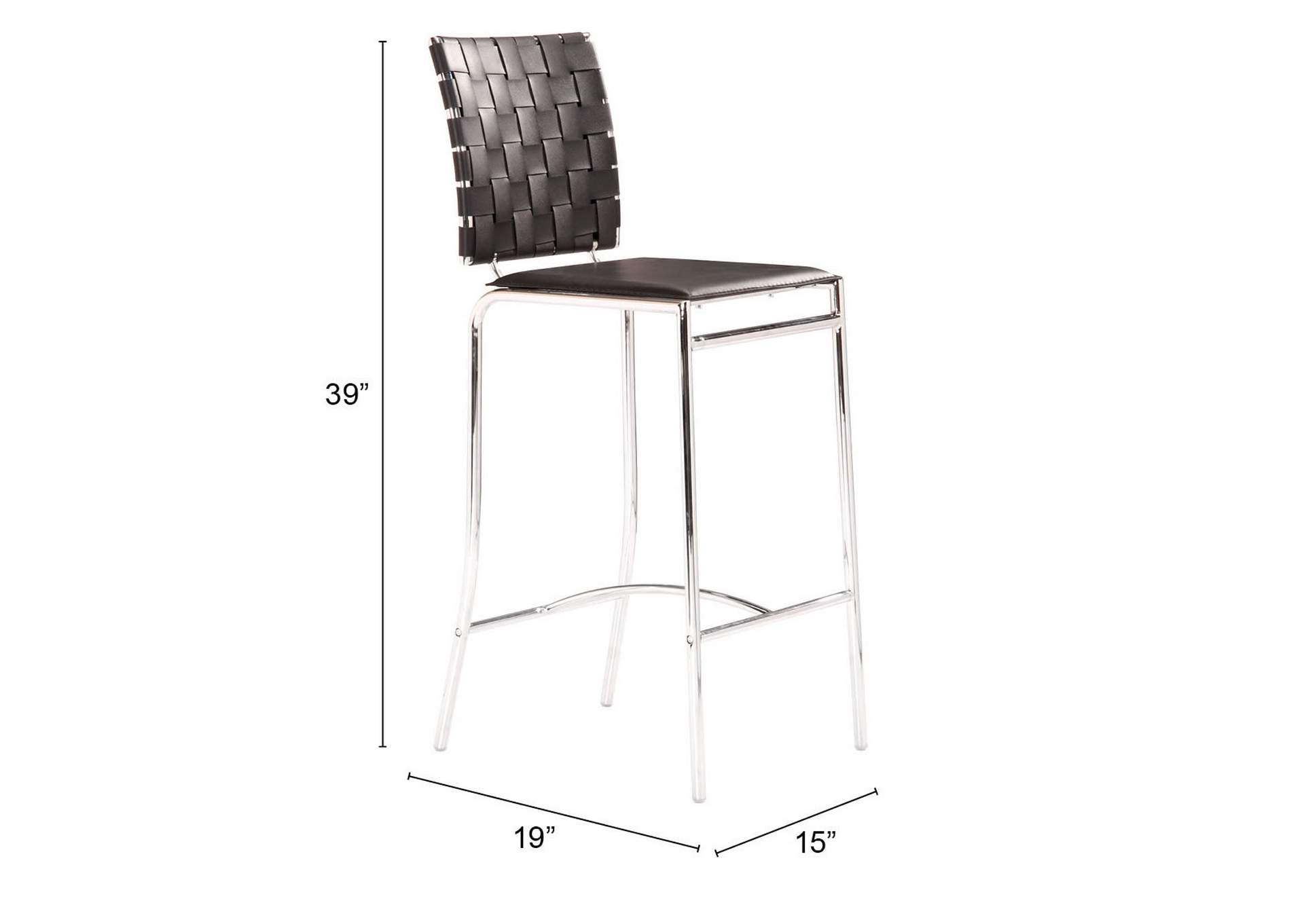 Criss Cross Counter Stool (Set Of 2) Black,Zuo