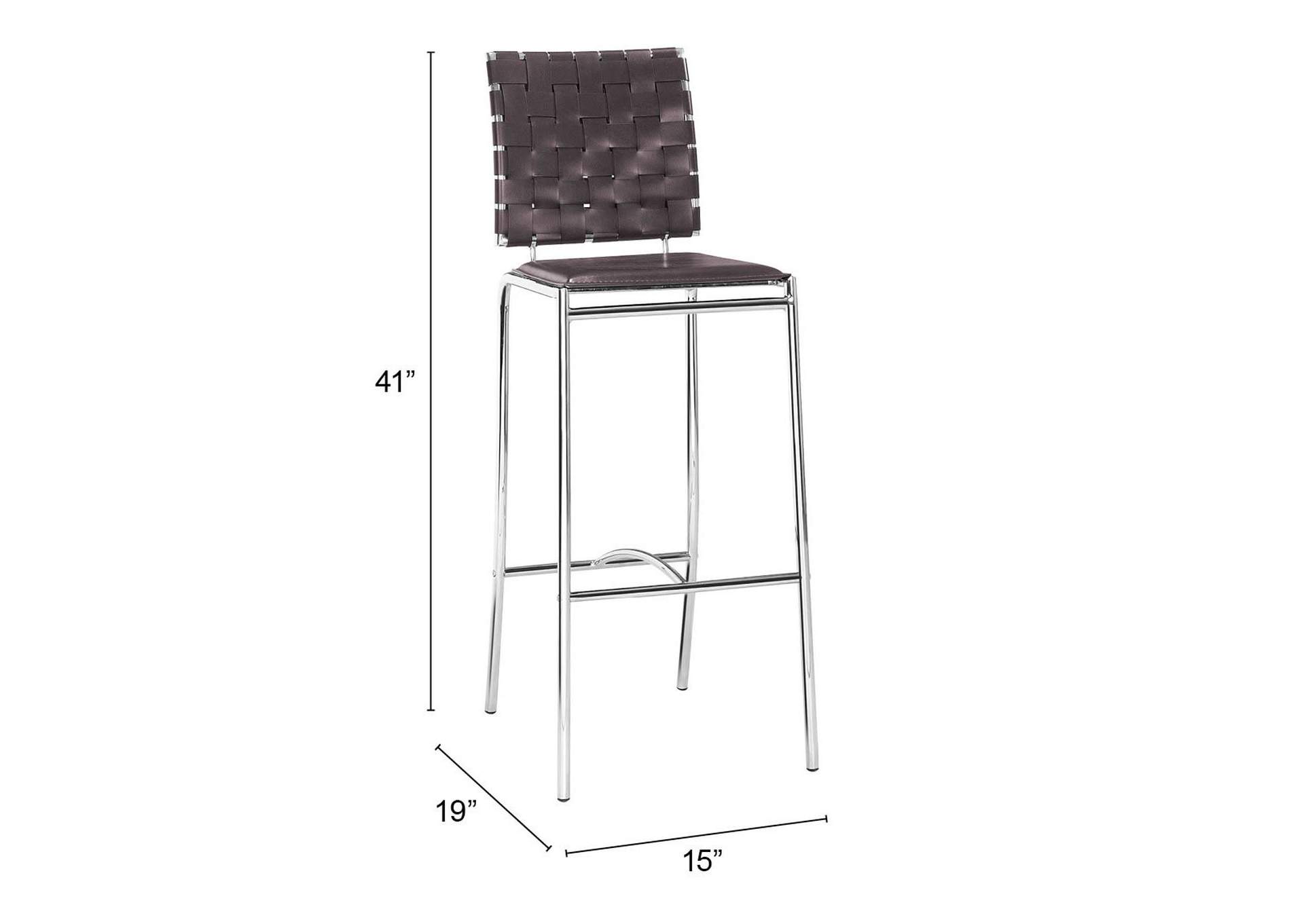 Criss Cross Barstool (Set Of 2) Espresso,Zuo
