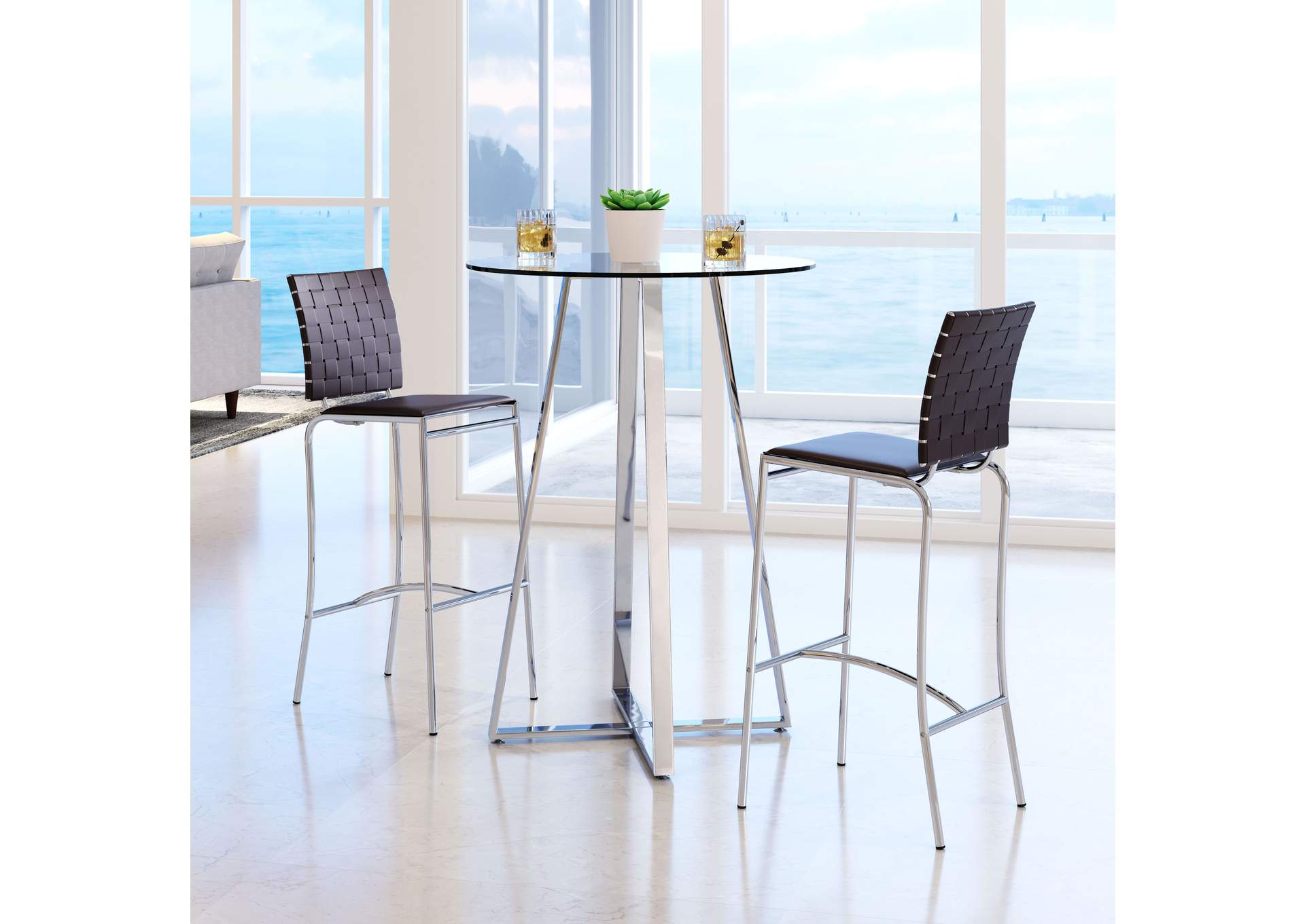 Criss Cross Barstool (Set Of 2) Espresso,Zuo