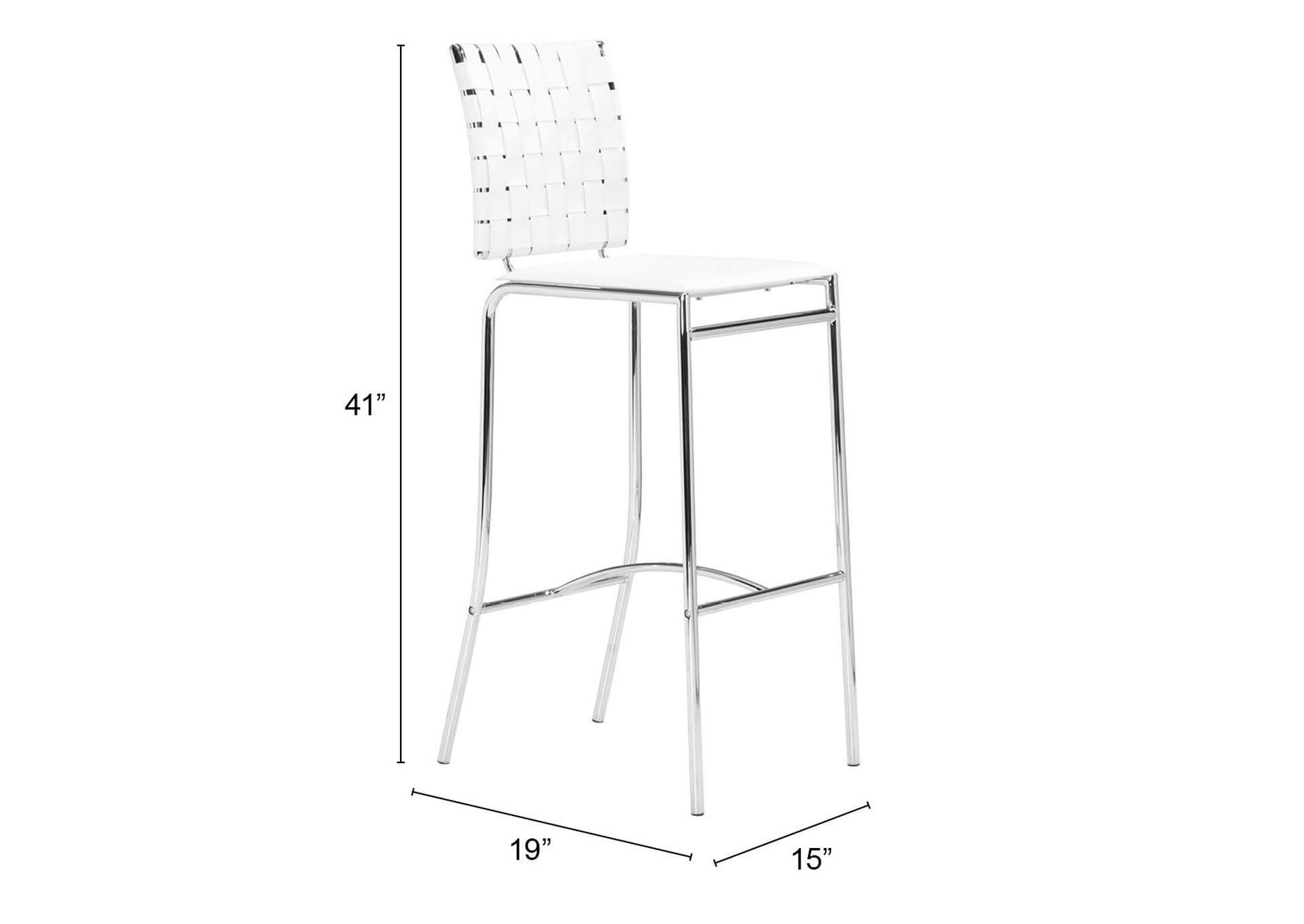 Criss Cross Barstool (Set Of 2) White,Zuo