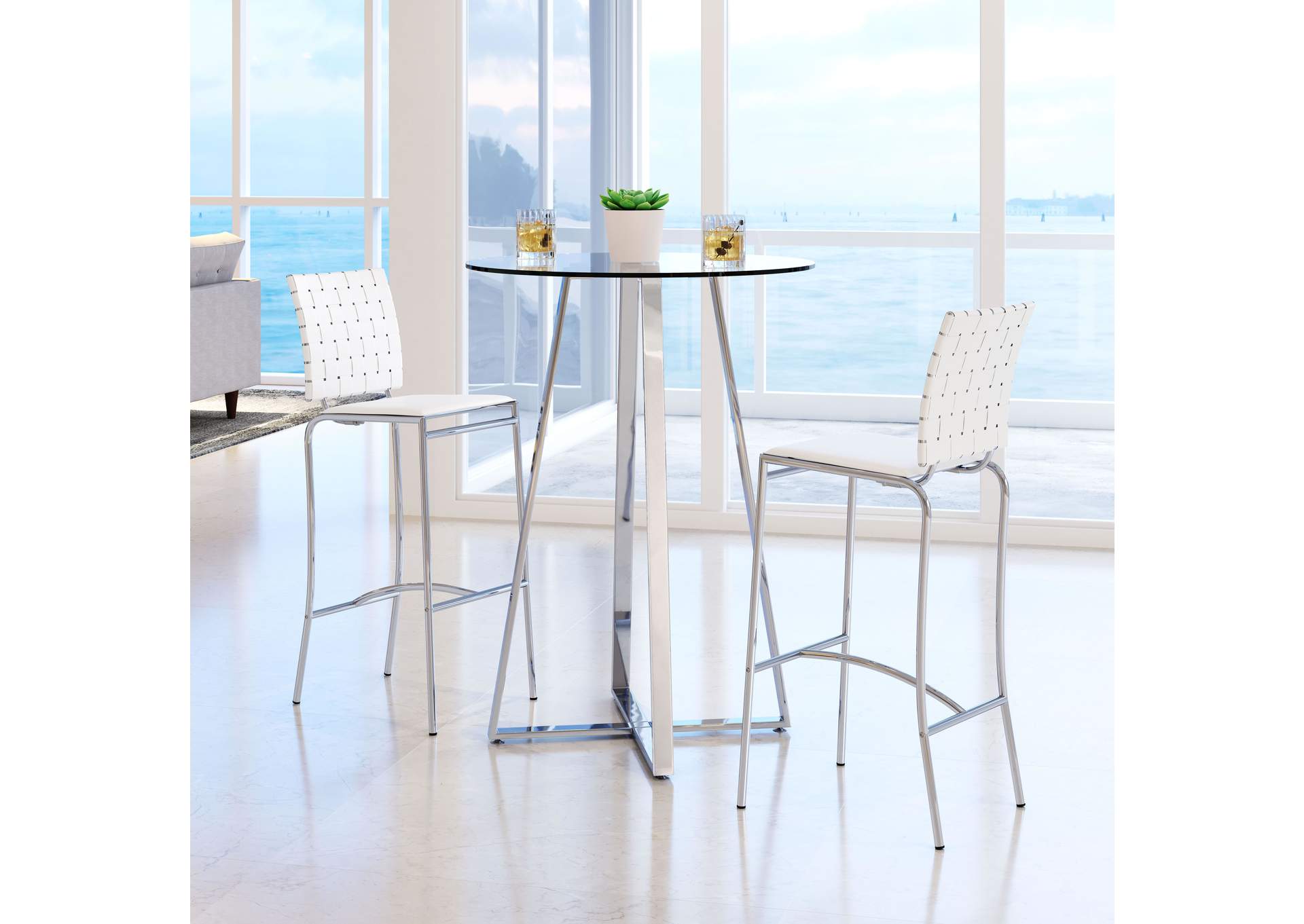 Criss Cross Barstool (Set Of 2) White,Zuo