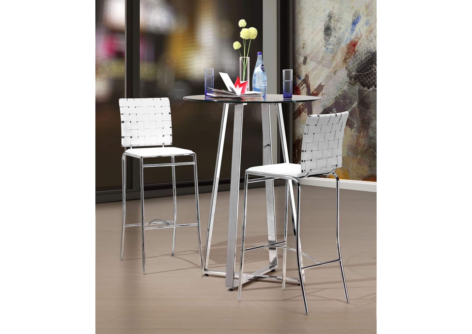Criss Cross Barstool (Set Of 2) White,Zuo