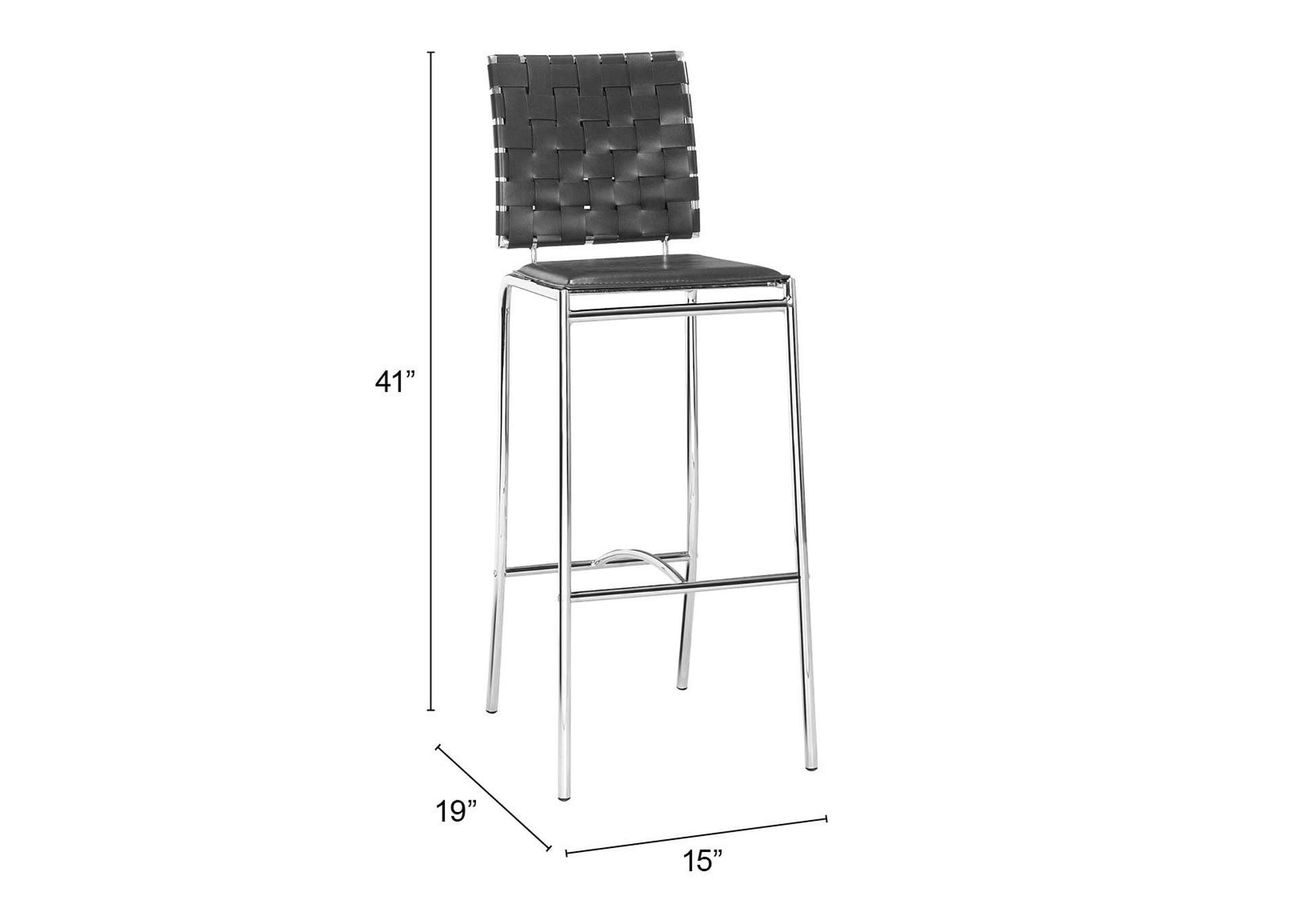 Criss Cross Barstool (Set Of 2) Black,Zuo