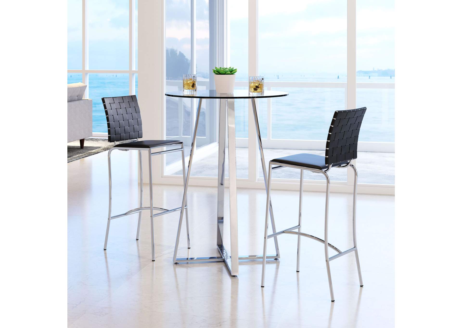Criss Cross Barstool (Set Of 2) Black,Zuo