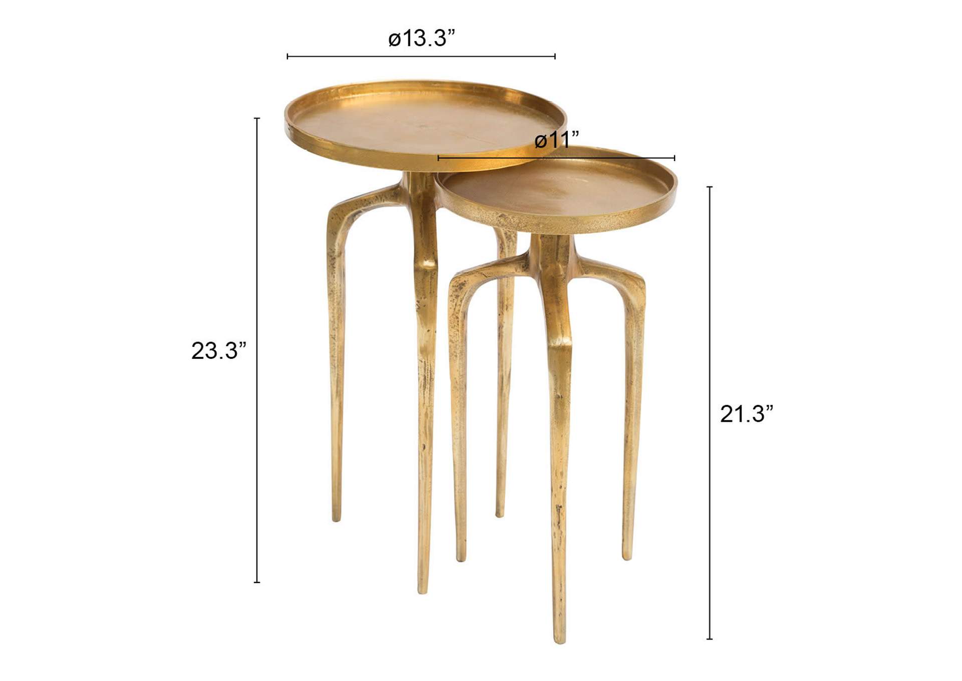 Set Of 2 Como Accent Tables Antique Gold,Zuo