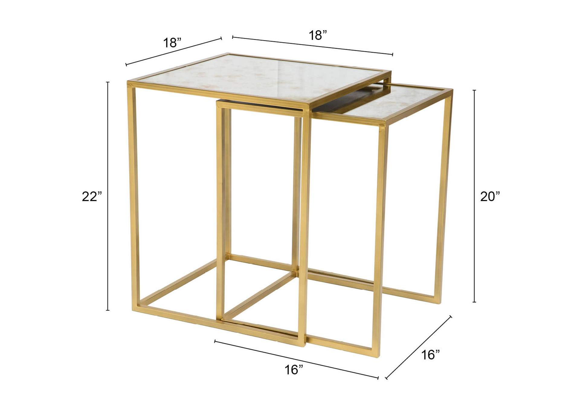 Calais Nesting Tables Gold,Zuo