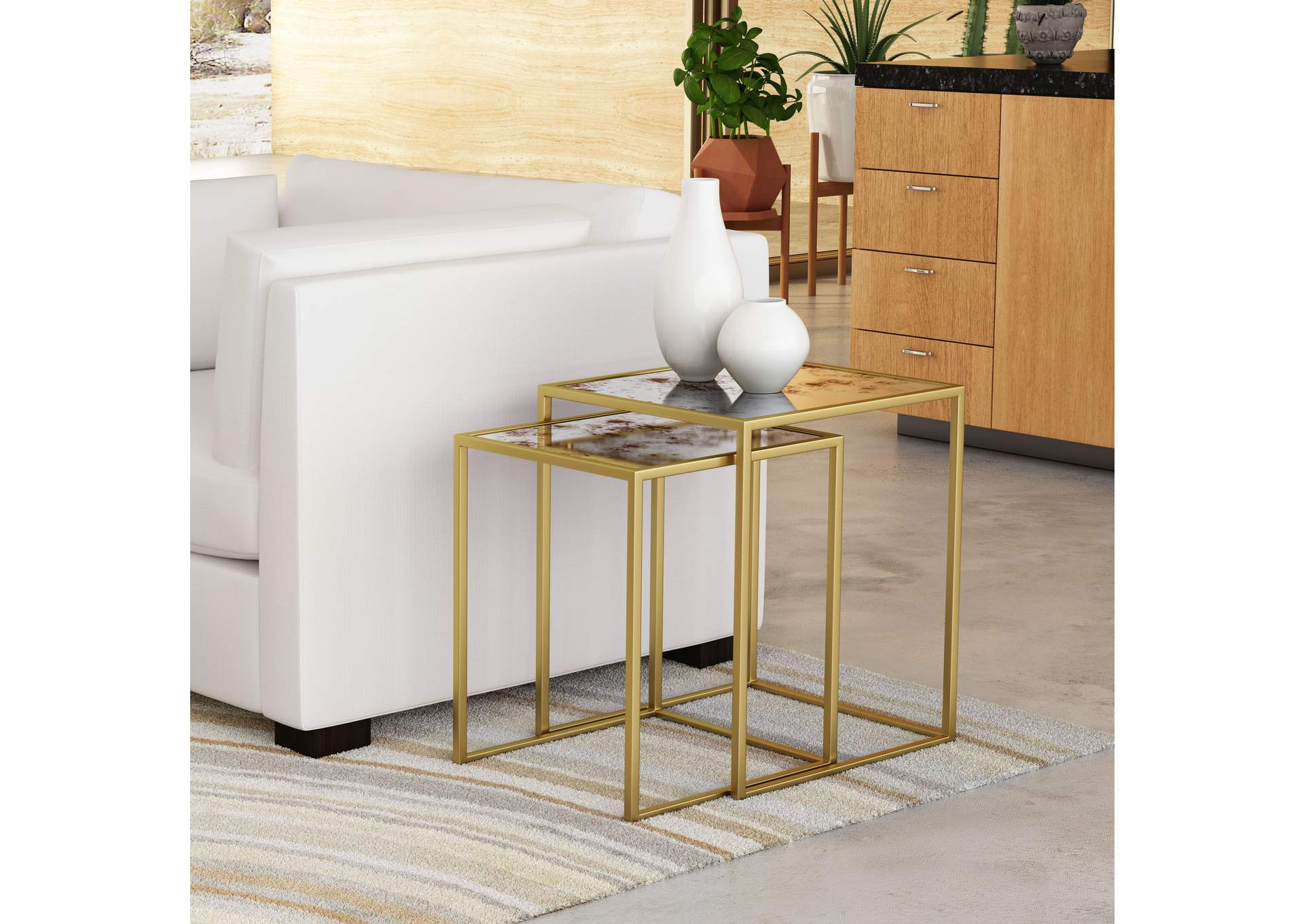 Calais Nesting Tables Gold,Zuo