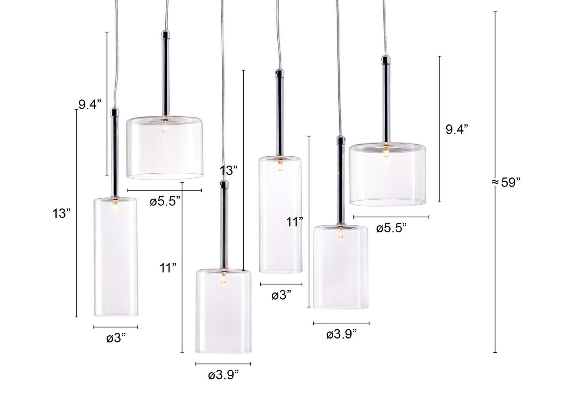 Hale Ceiling Lamp Clear,Zuo