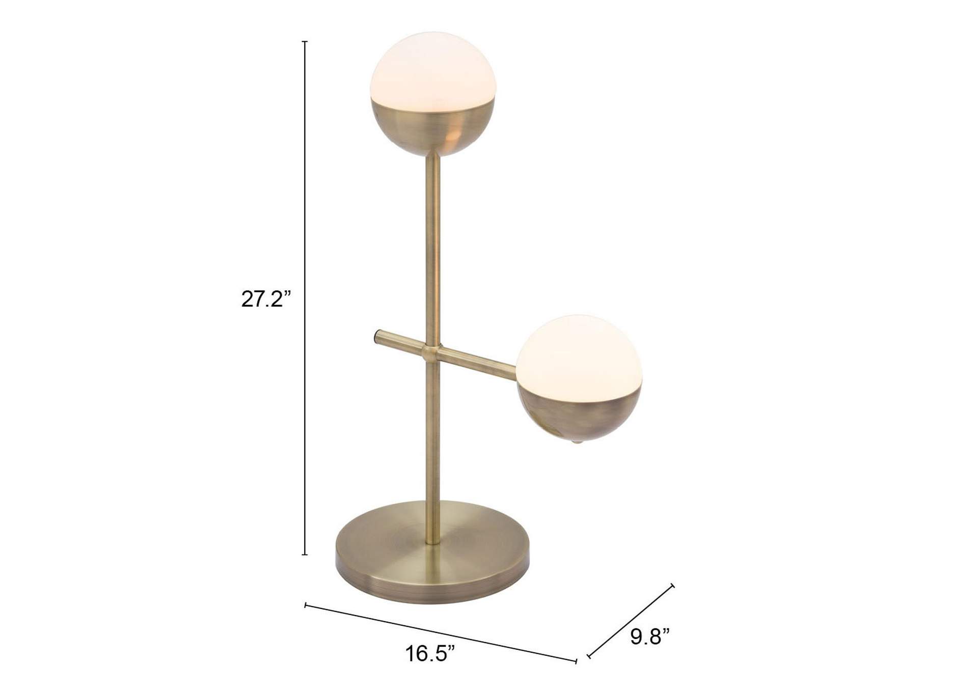 Waterloo Table Lamp White & Bronze,Zuo