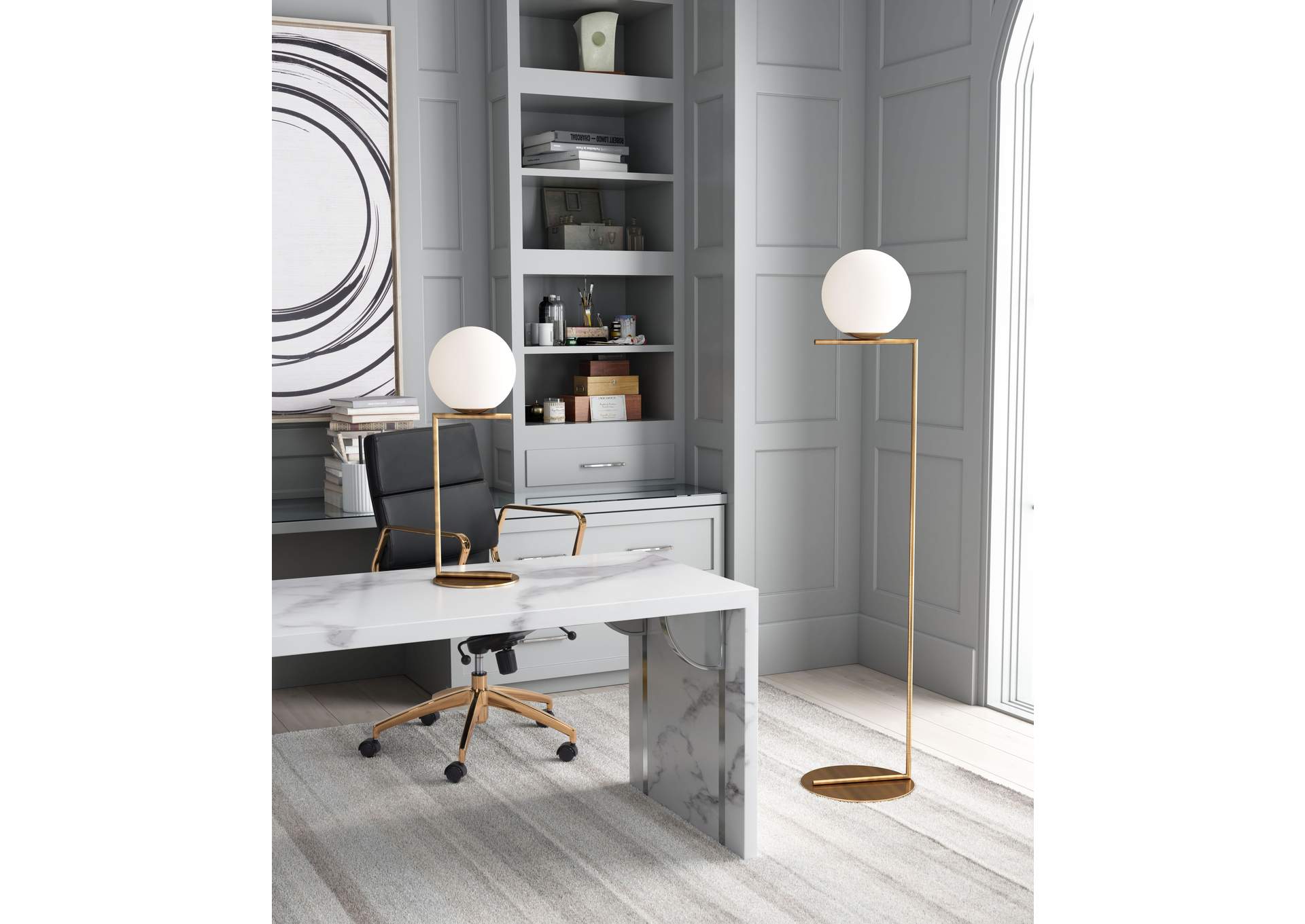 Belair Floor Lamp Brass,Zuo