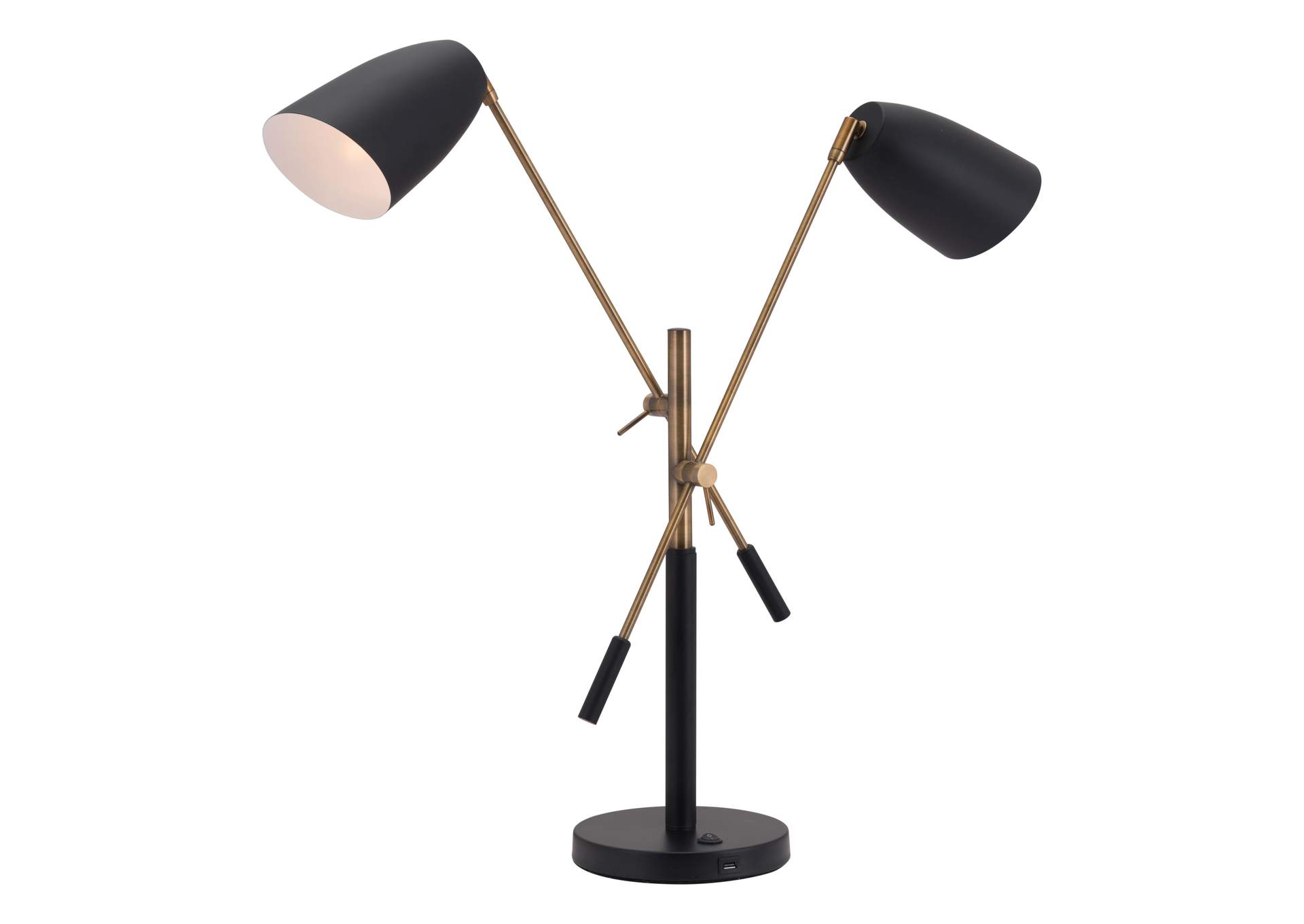 Tanner Table Lamp Black & Brass,Zuo