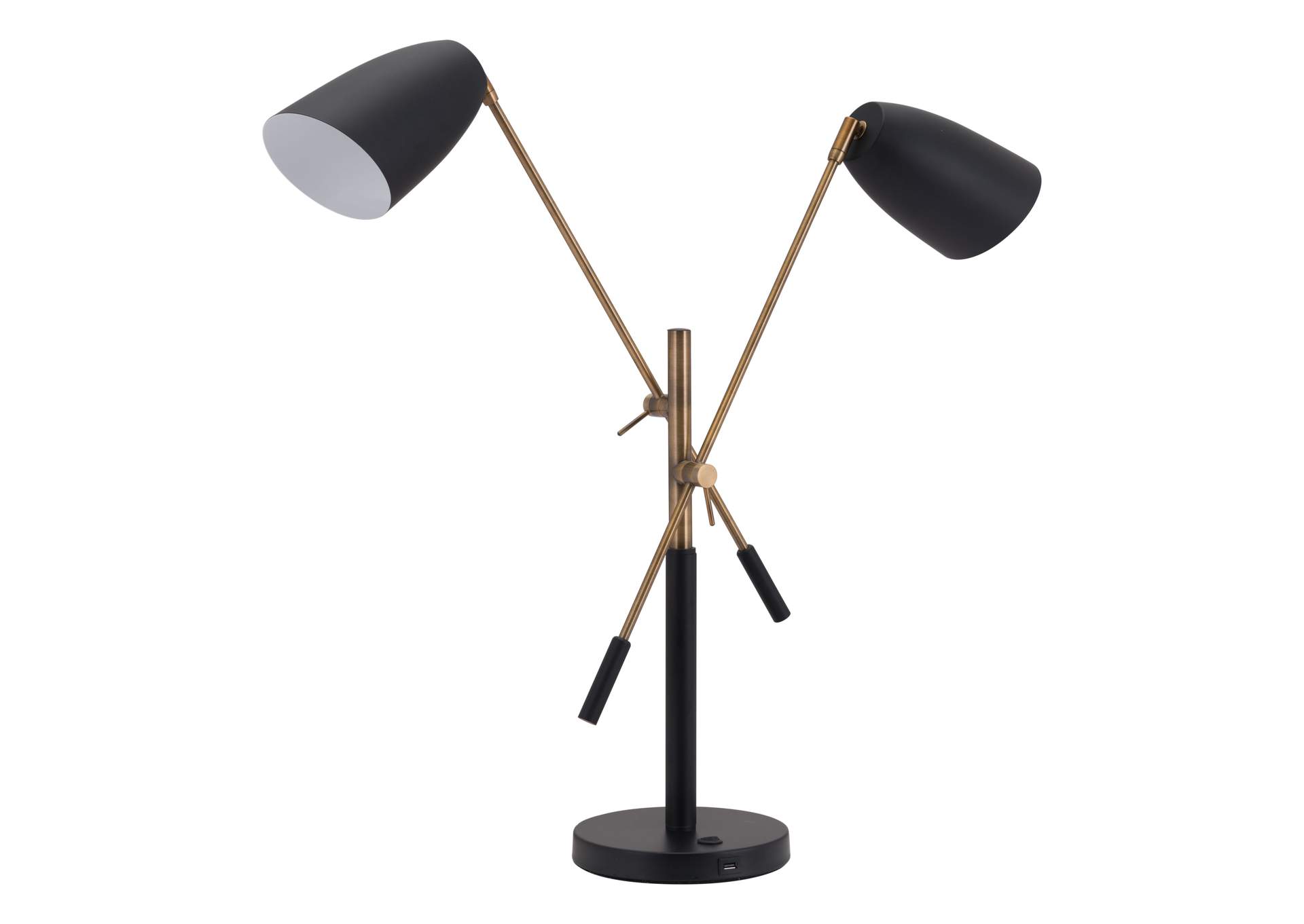 Tanner Table Lamp Black & Brass,Zuo