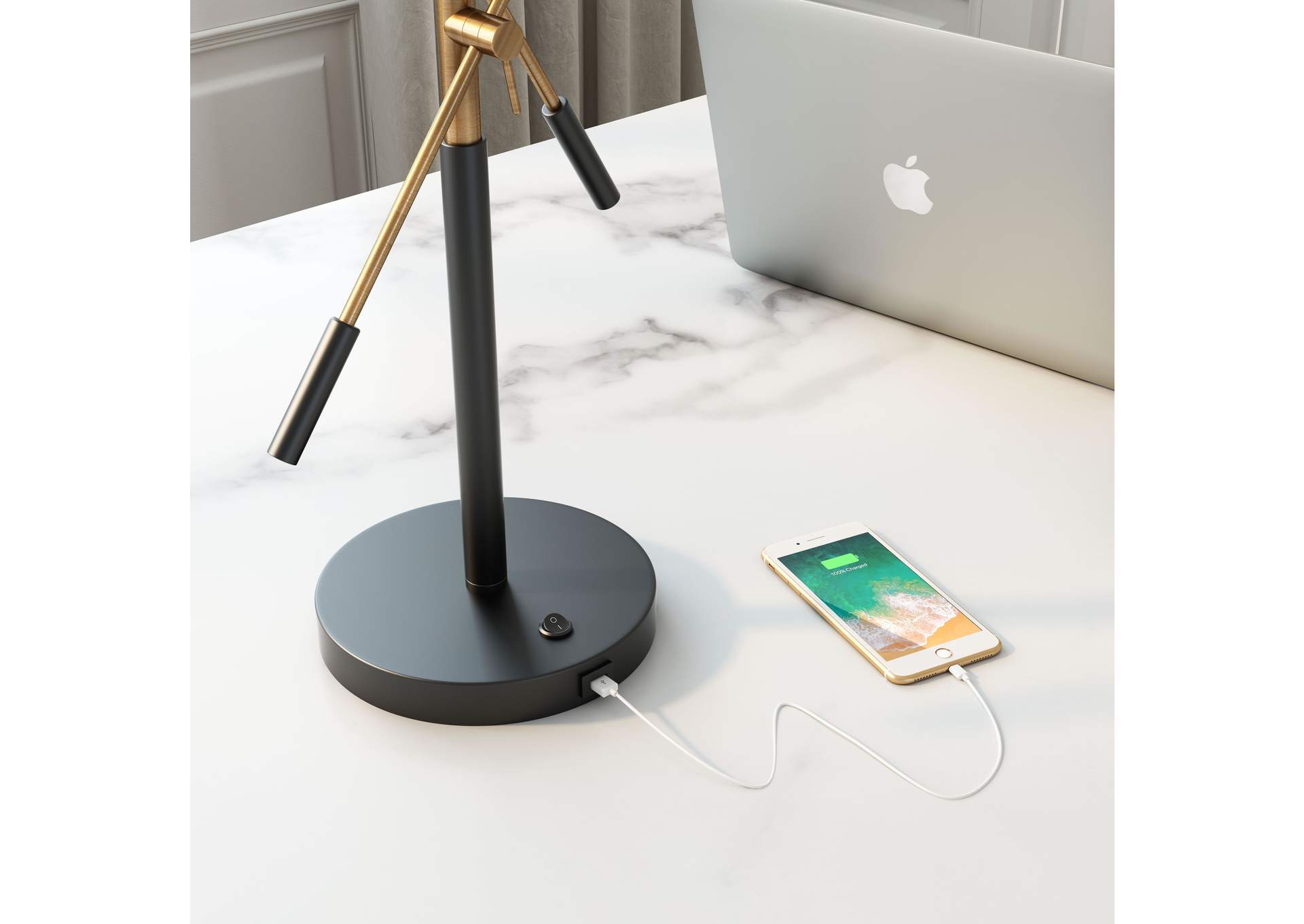 Tanner Table Lamp Black & Brass,Zuo