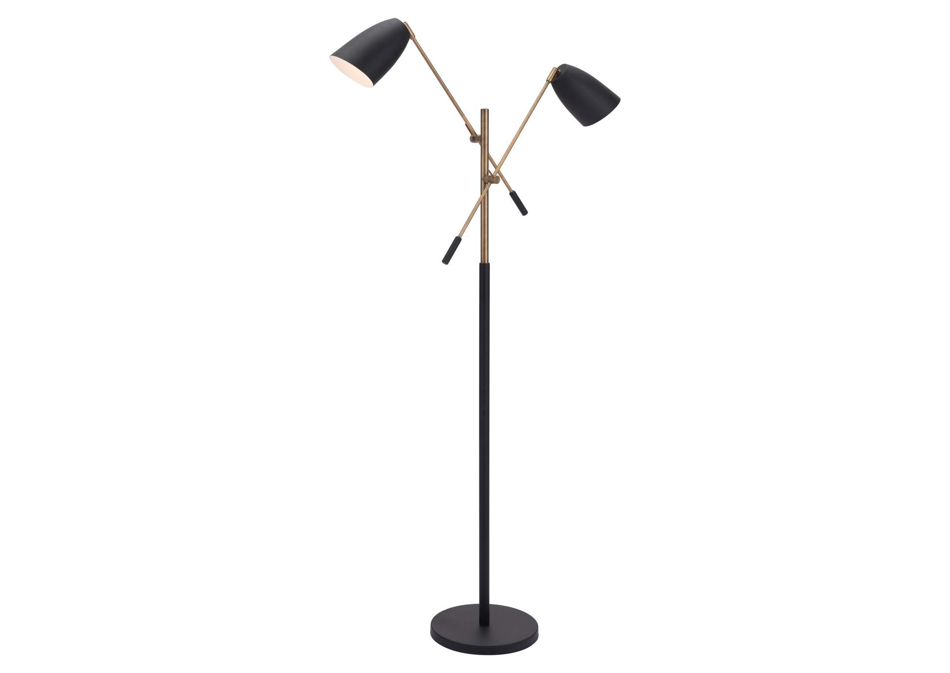 Tanner Floor Lamp Black & Brass,Zuo