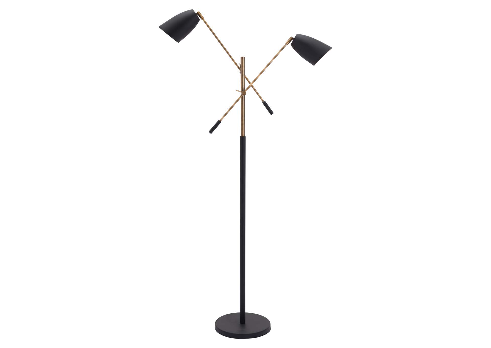 Tanner Floor Lamp Black & Brass,Zuo