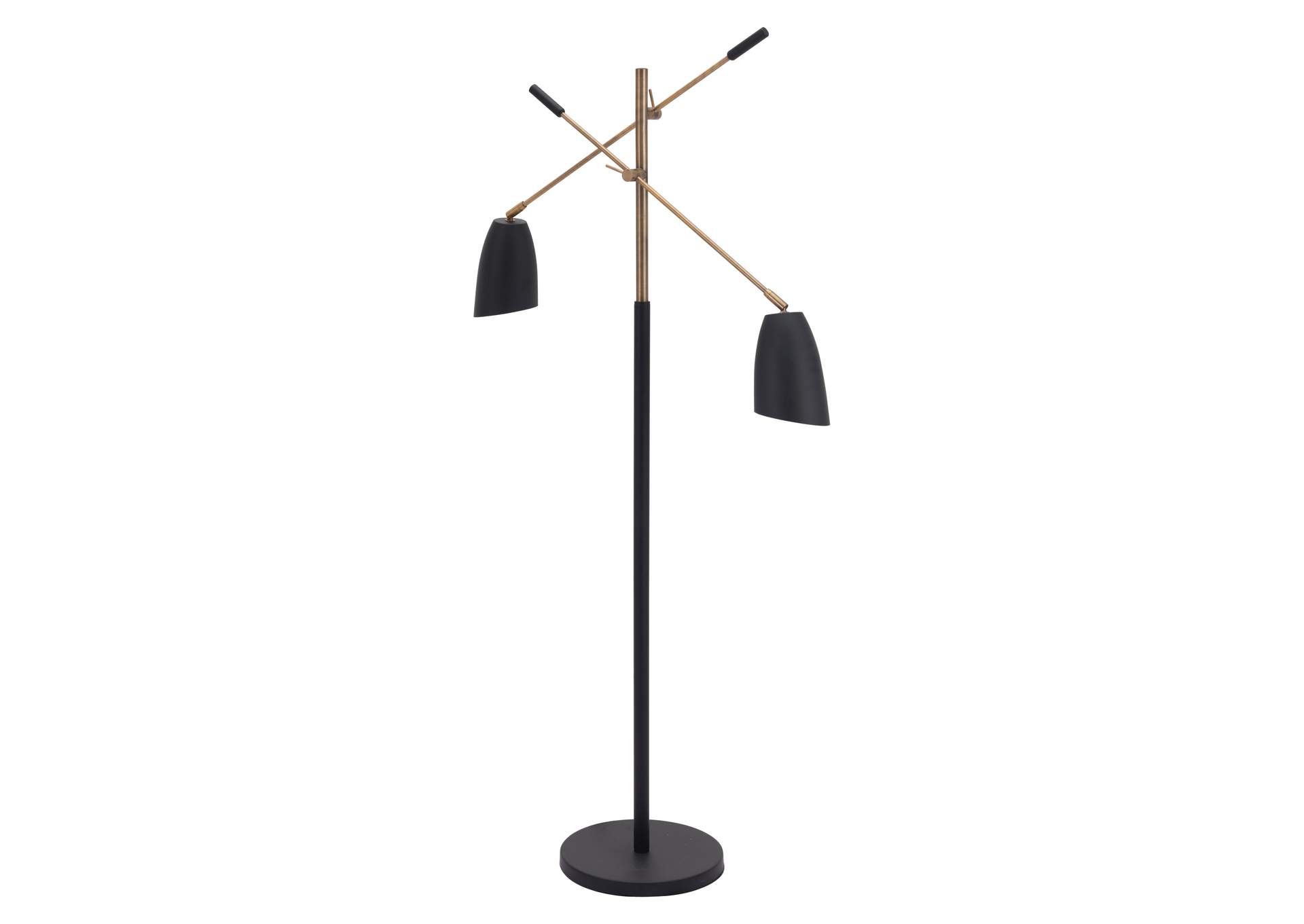Tanner Floor Lamp Black & Brass,Zuo