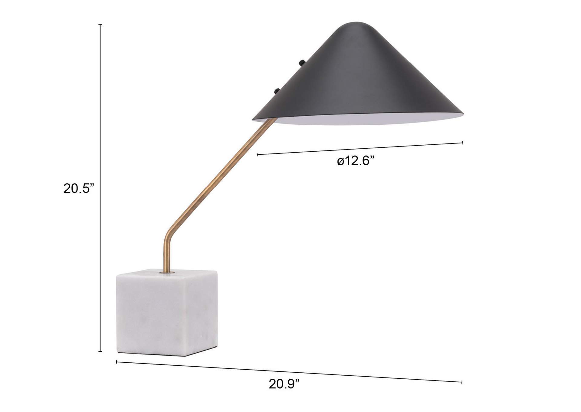 Pike Table Lamp Black & White,Zuo