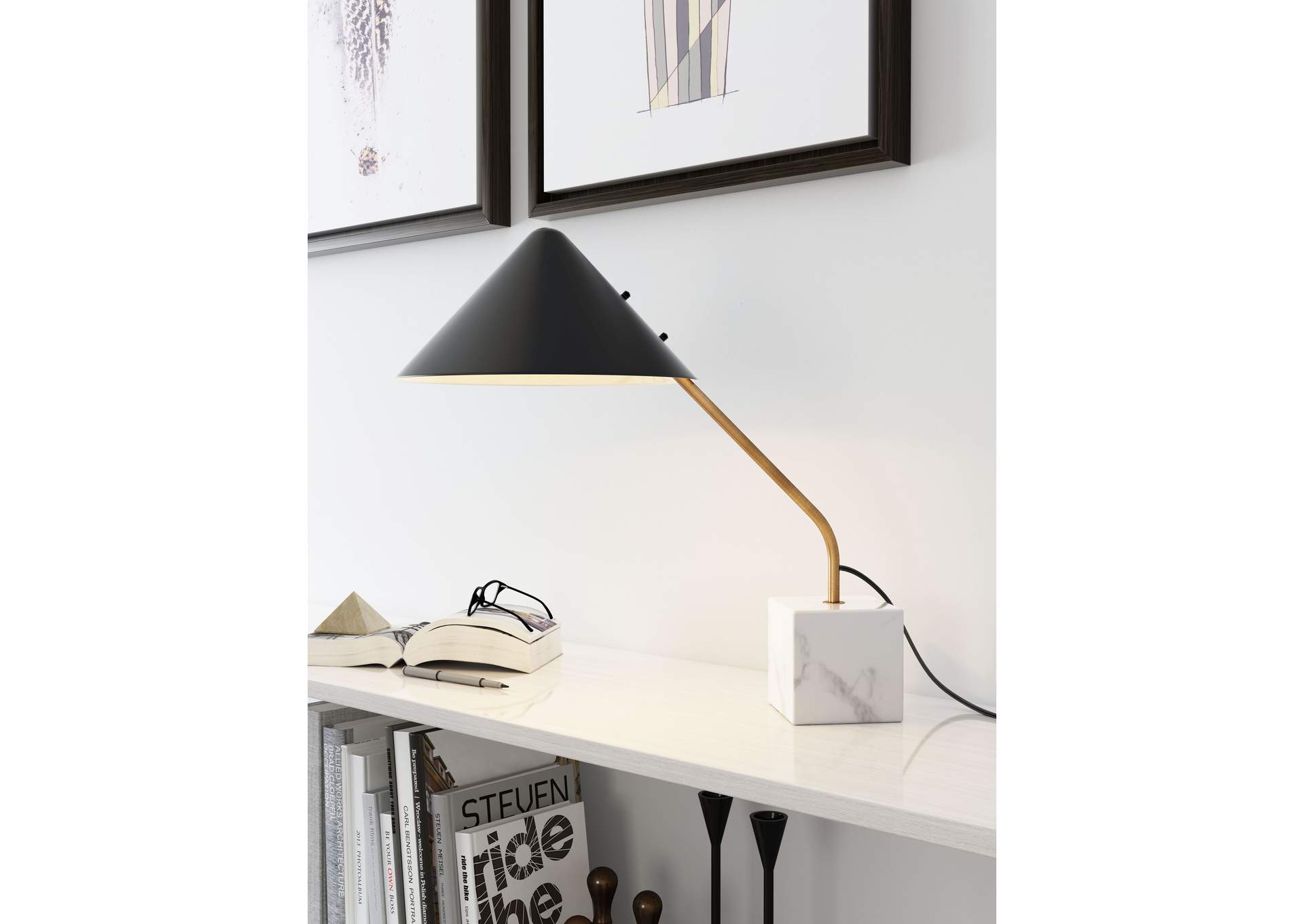 Pike Table Lamp Black & White,Zuo